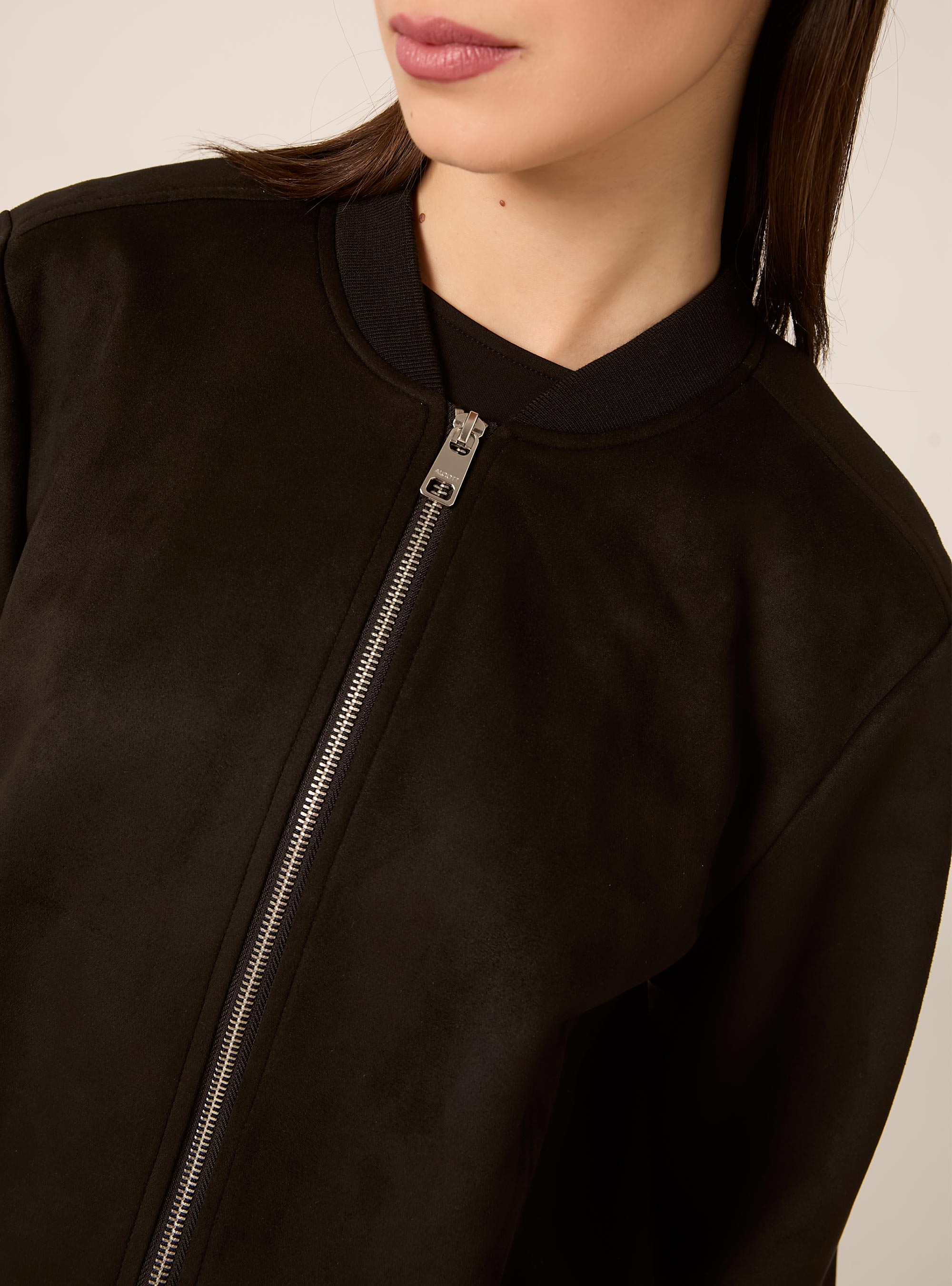 Blouson bomber en daim, BK1 BLACK