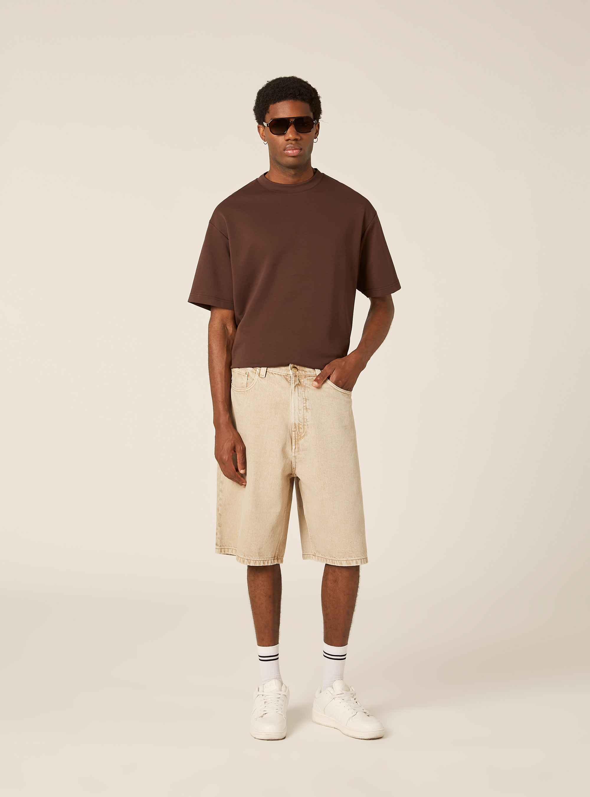 Loose Fit Jorts, BG2 BEIGE MEDIUM