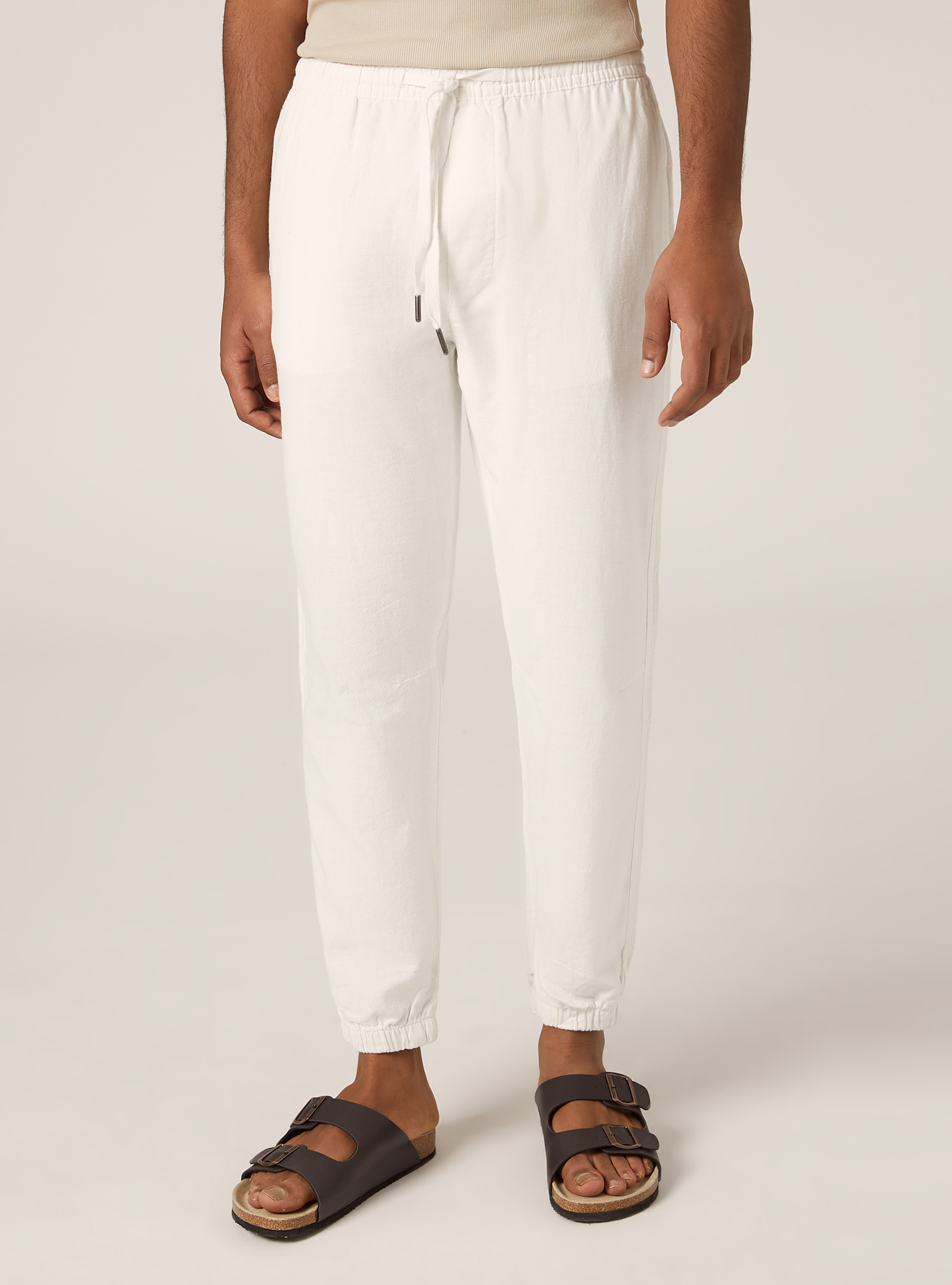 Linen-blend jogger pants, WH2 WHITE