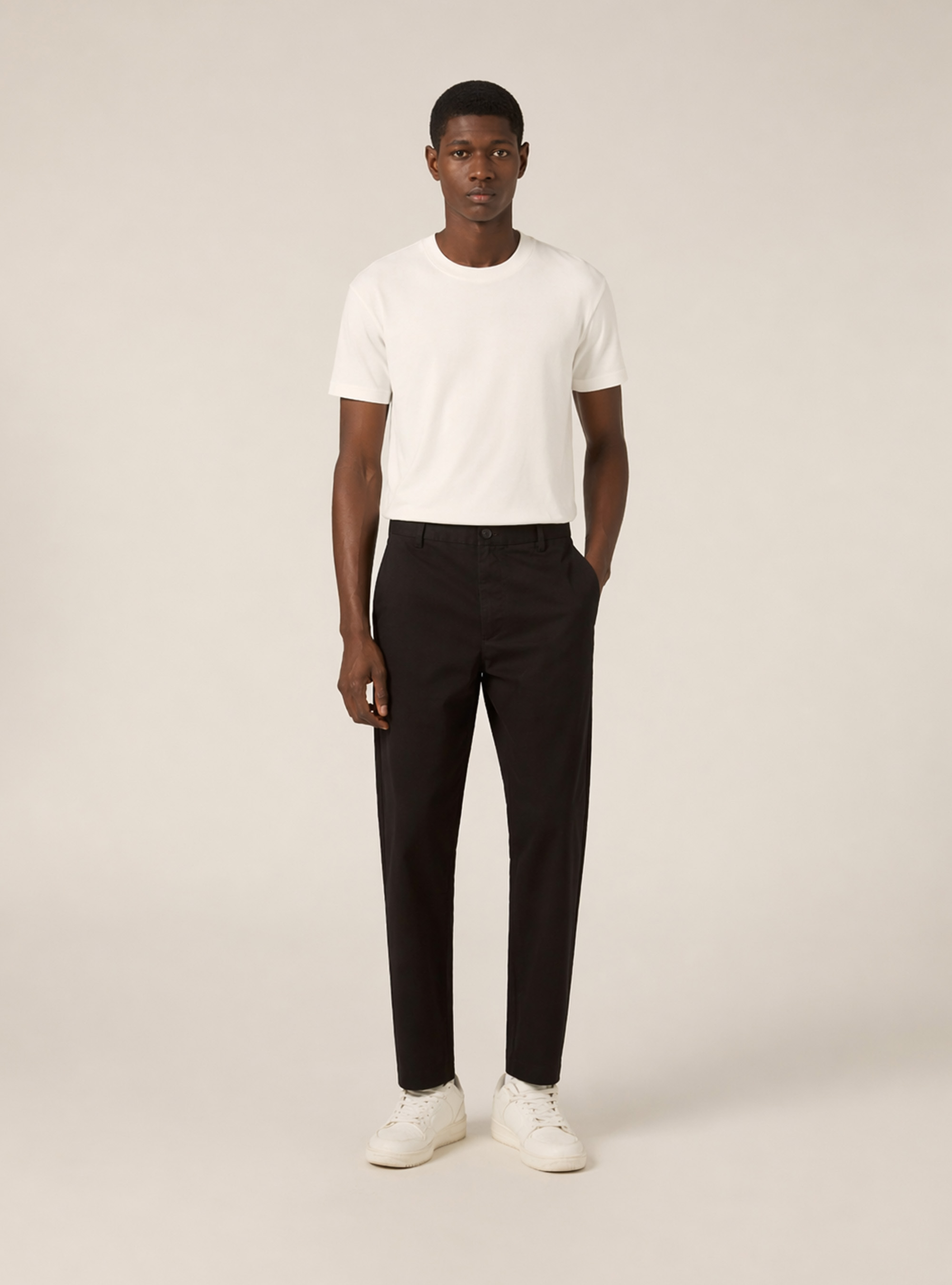 Slim fit stretch twill chino pants, BK1 BLACK