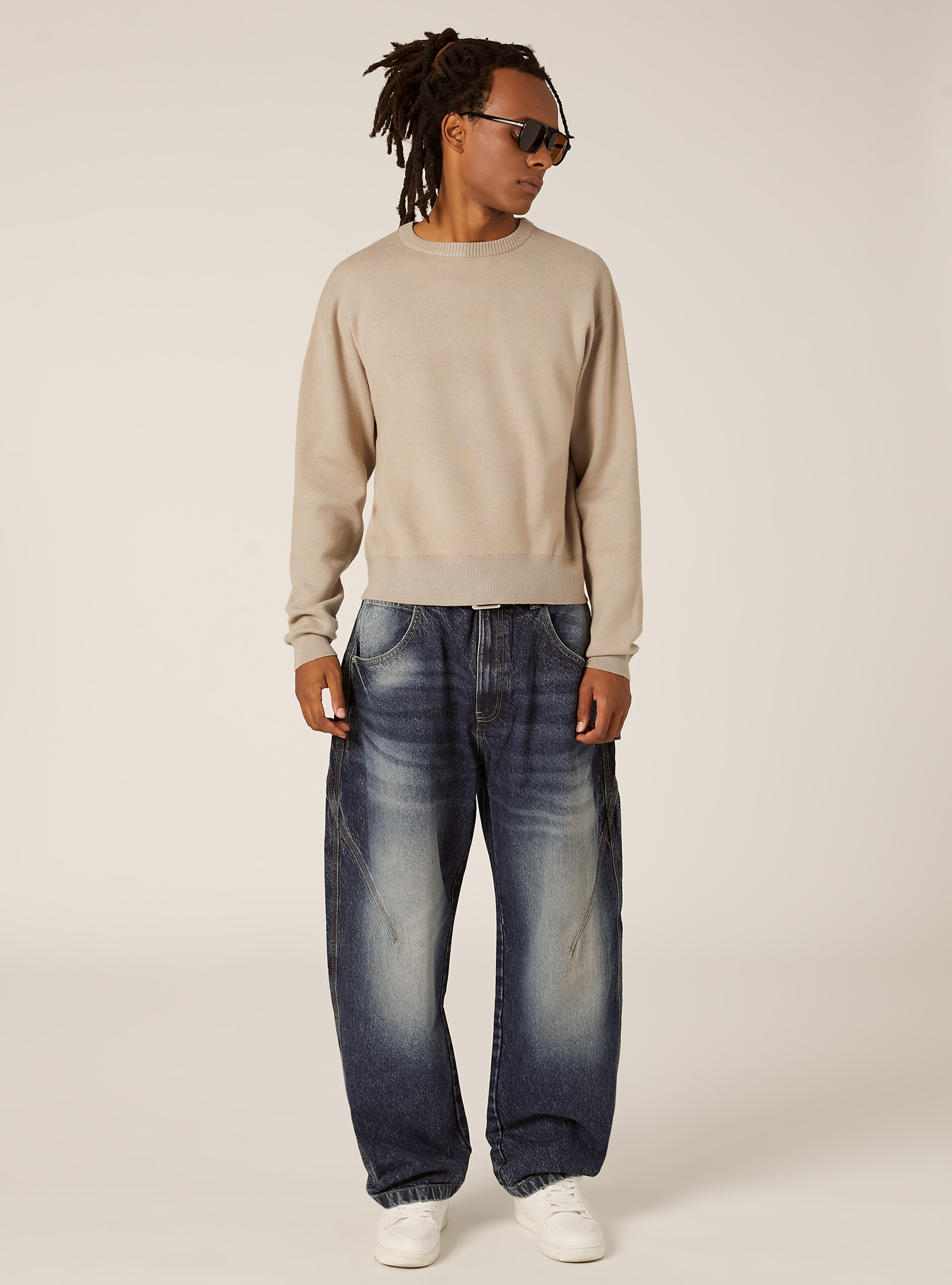 Pull-over doux coupe carr&eacute;e, BG2 BEIGE MEDIUM