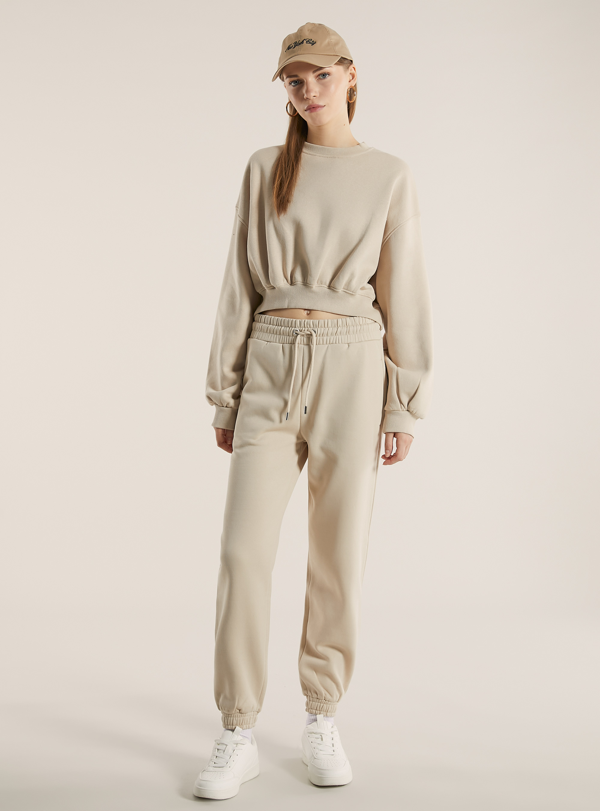 Pantaloni jogger in felpa, BG2 BEIGE MEDIUM