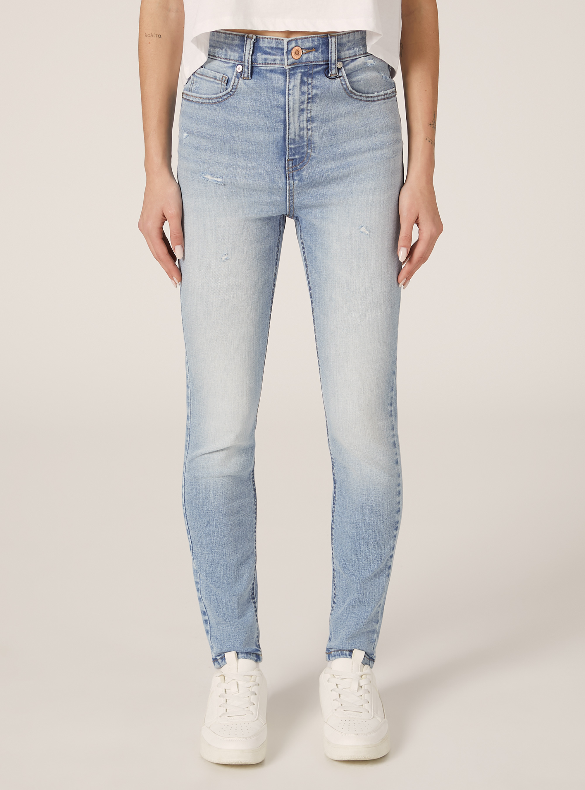 Skinny Jeans mit superhoher Taille, D005 LIGHT BLUE