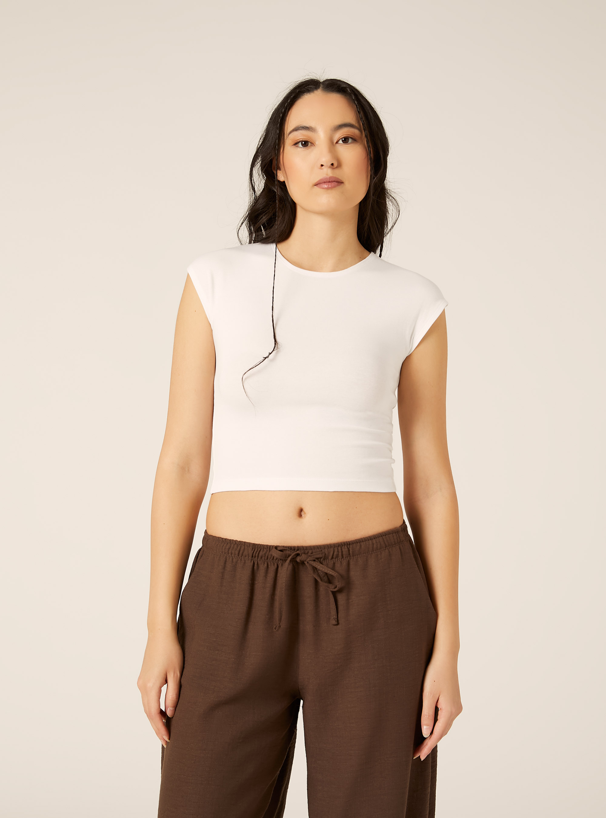 Camiseta Crop de Algod&oacute;n, WH2 WHITE