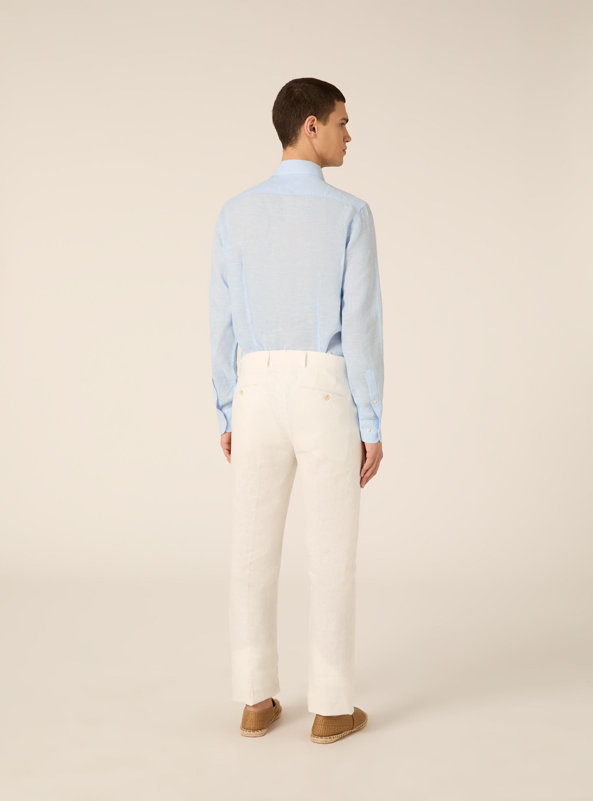 Pure linen trousers, WH1 OFF WHITE