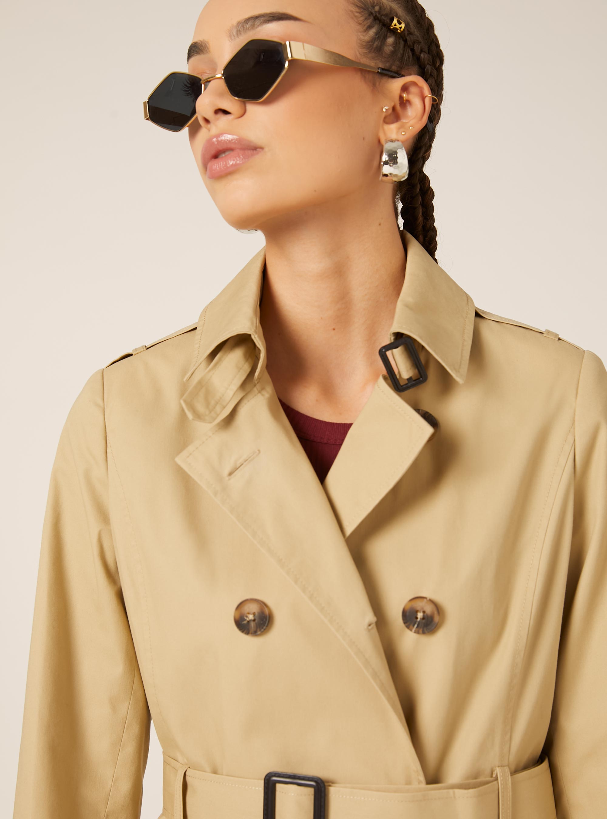 Trench souple avec ceinture, BG1 BEIGE DARK