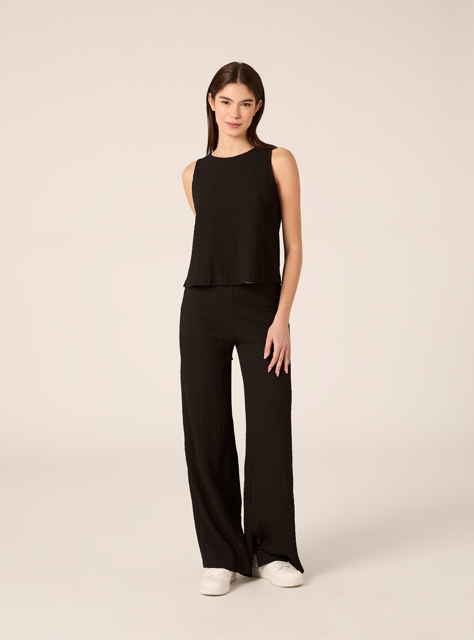 Tanktop aus Waffelstoff, BK1 BLACK