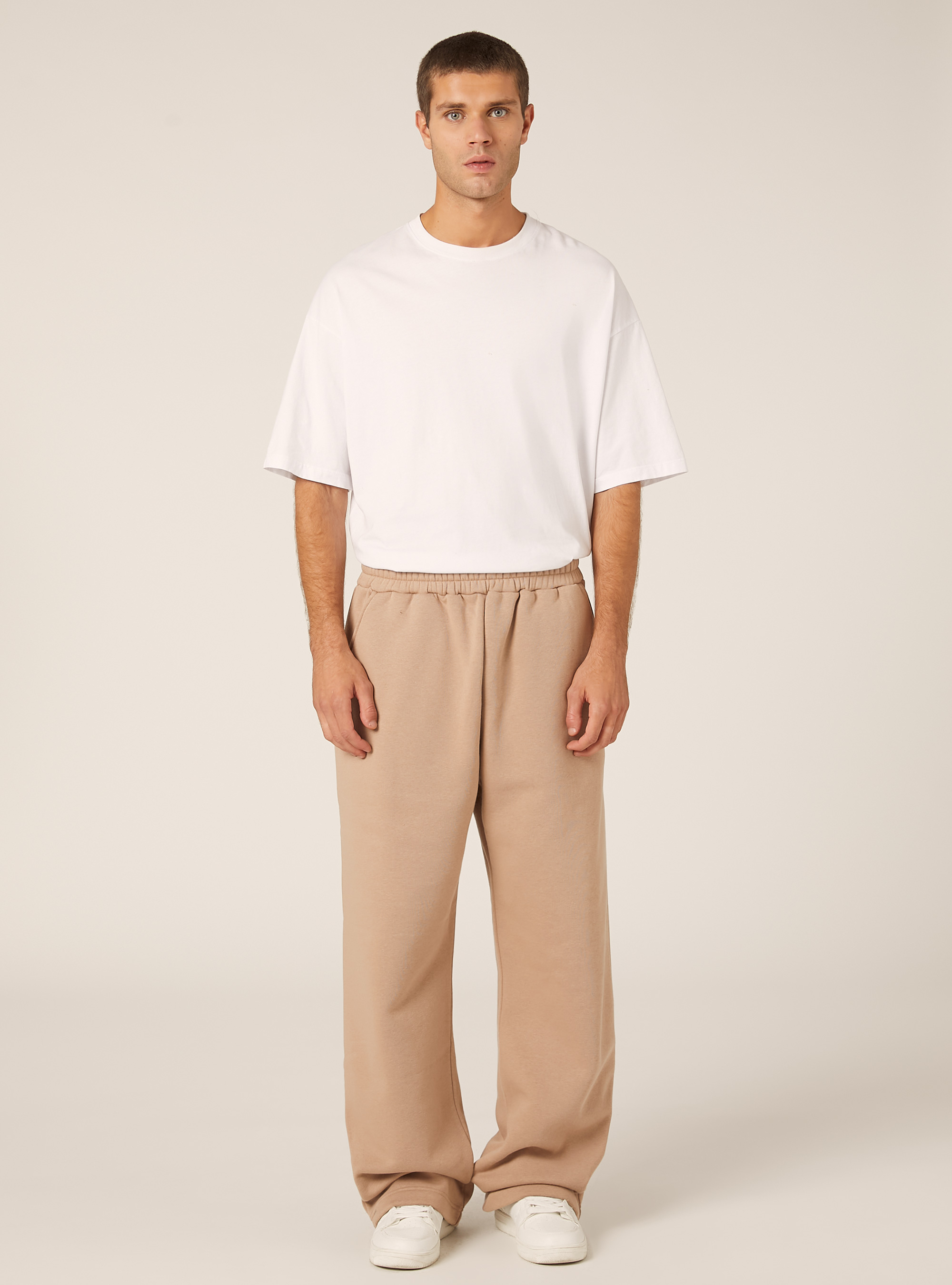 Pantalon ample en molleton, BG1 BEIGE DARK