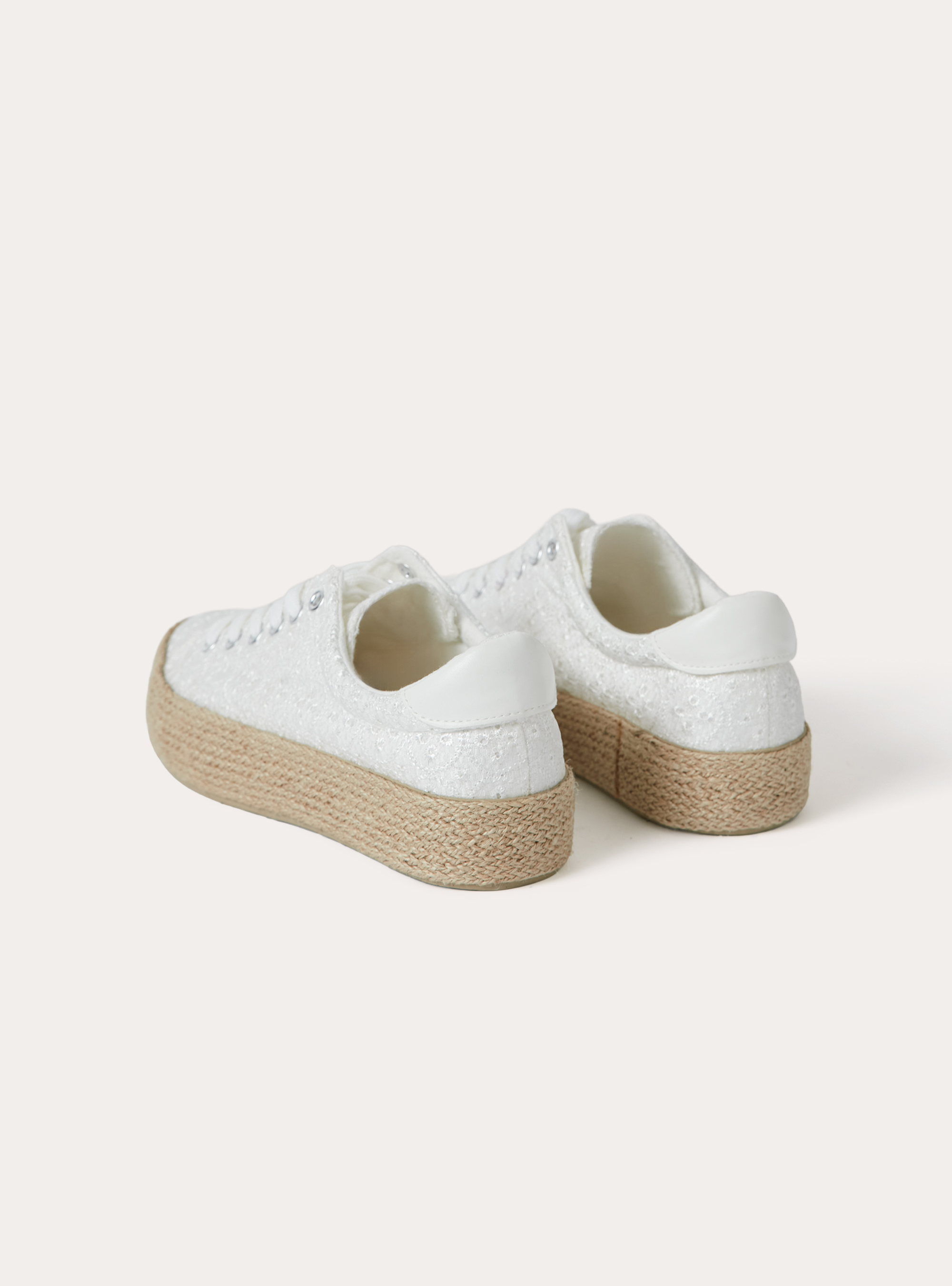 Baskets Brod&eacute;es avec Semelle en Jute, WH2 WHITE