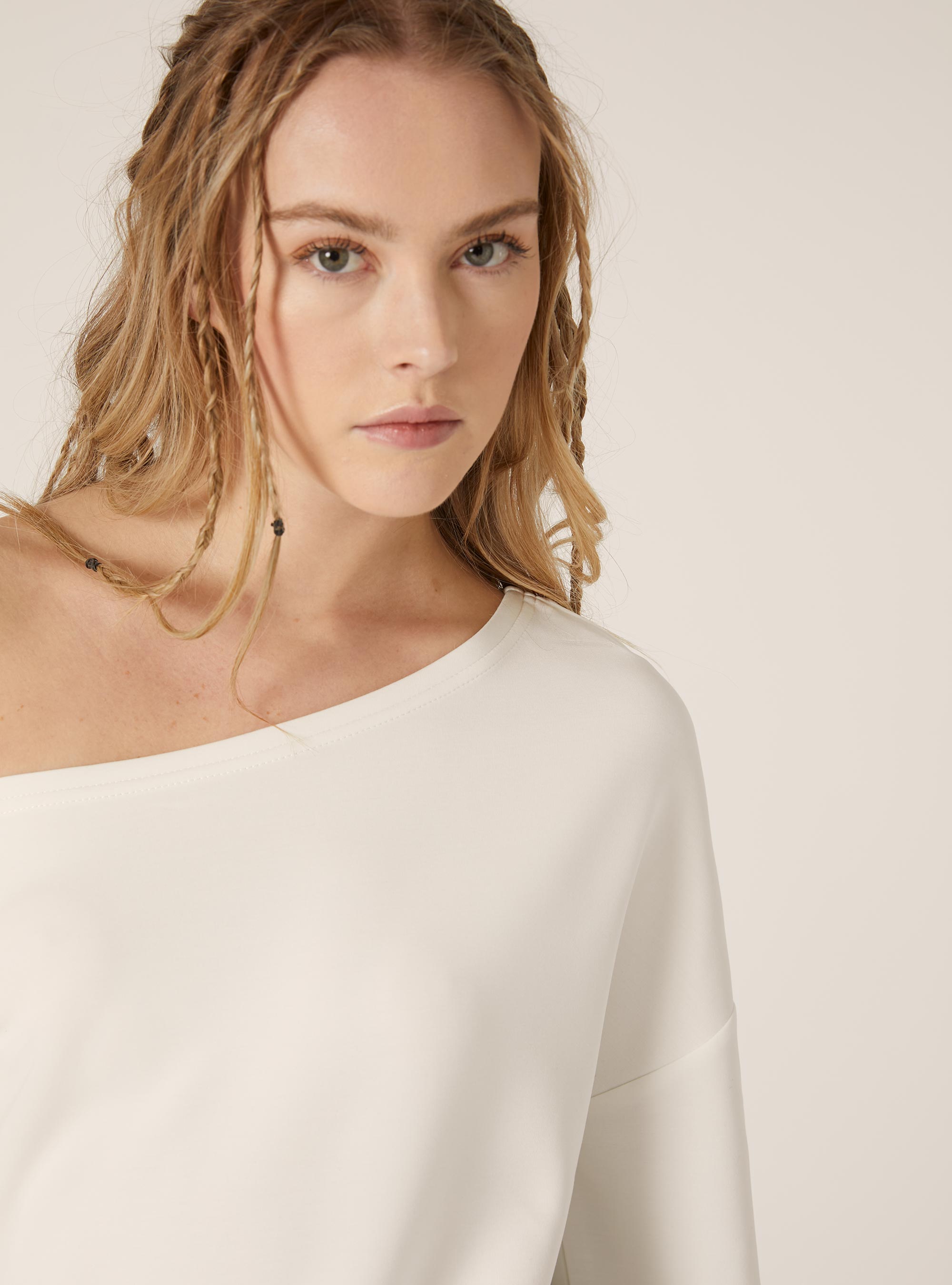 Sweat asym&eacute;trique doux au toucher, WH2 WHITE