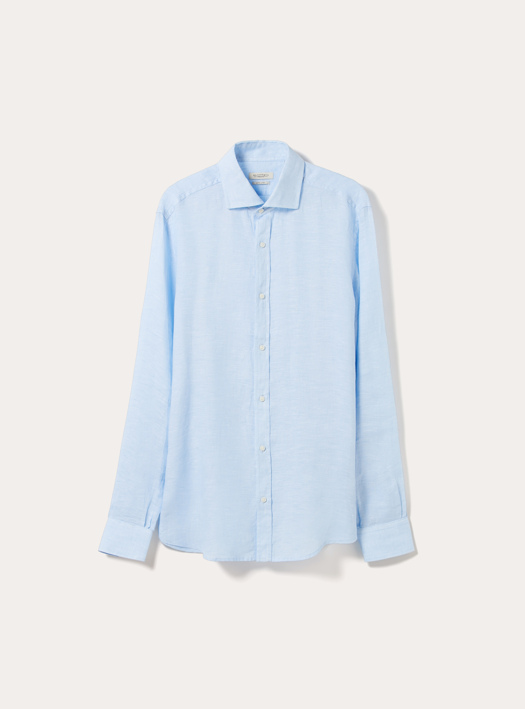 Camicia in puro lino a maniche lunghe, AZZURRO CHIARO