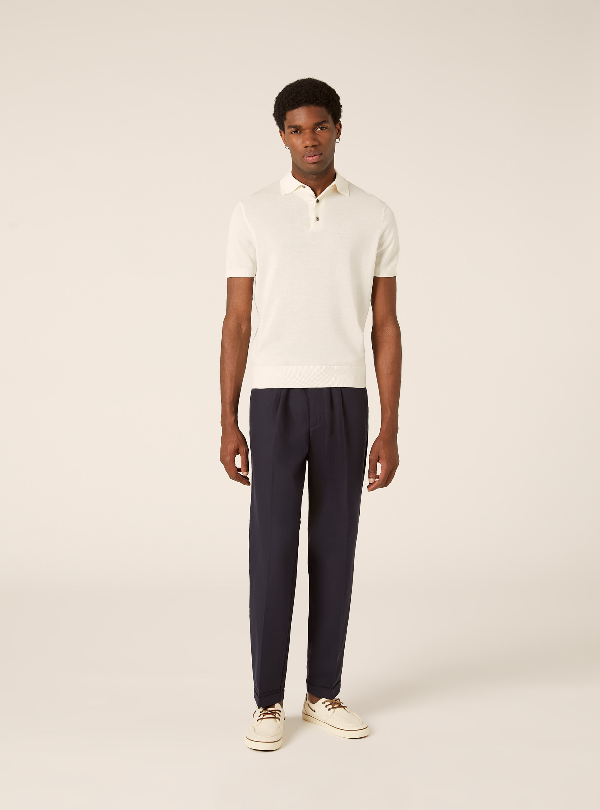 Polo de punto de algod&oacute;n extrafino, WH1 OFF WHITE