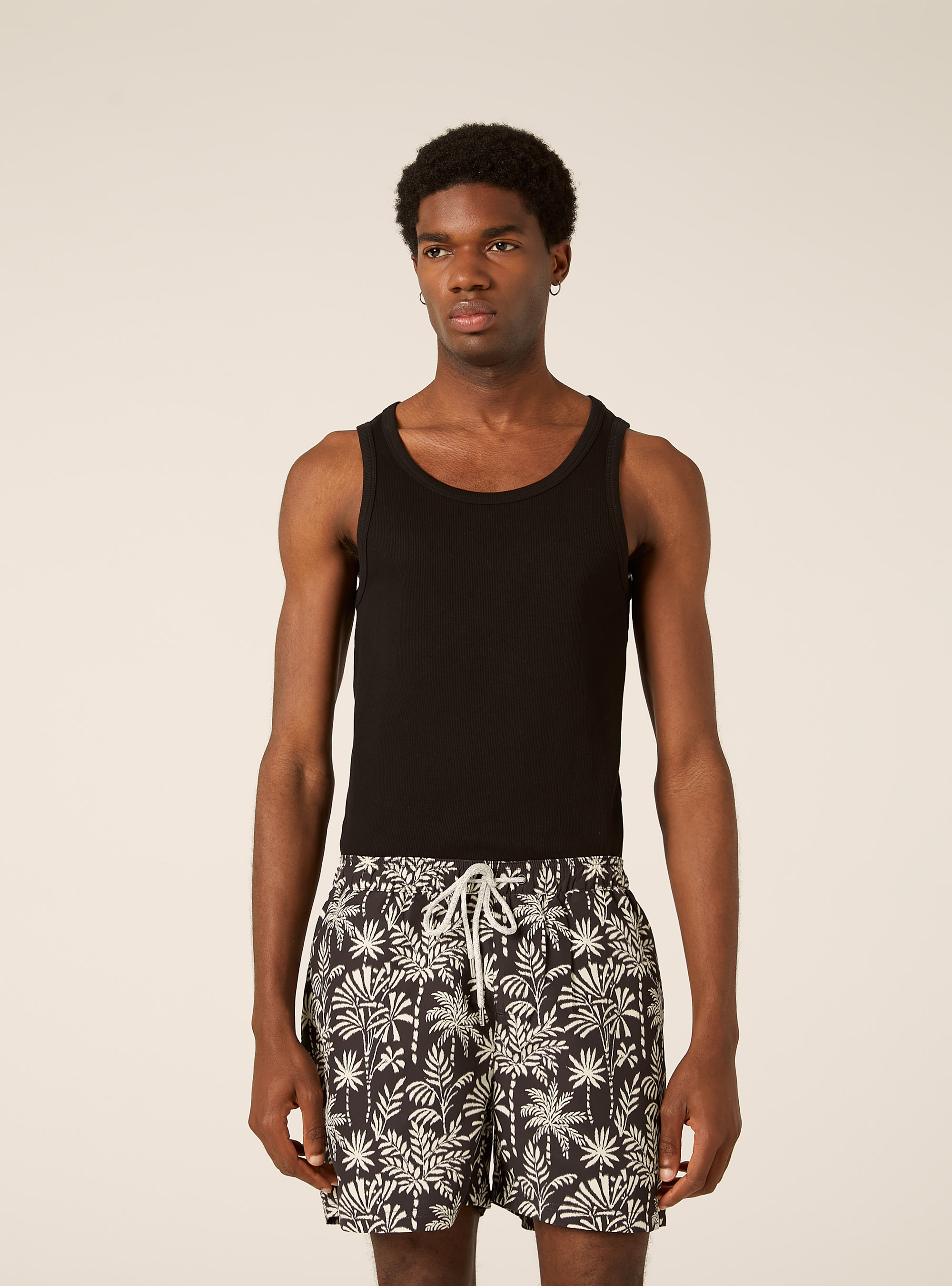 Badeshorts mit Palmen-Print, BK1 BLACK