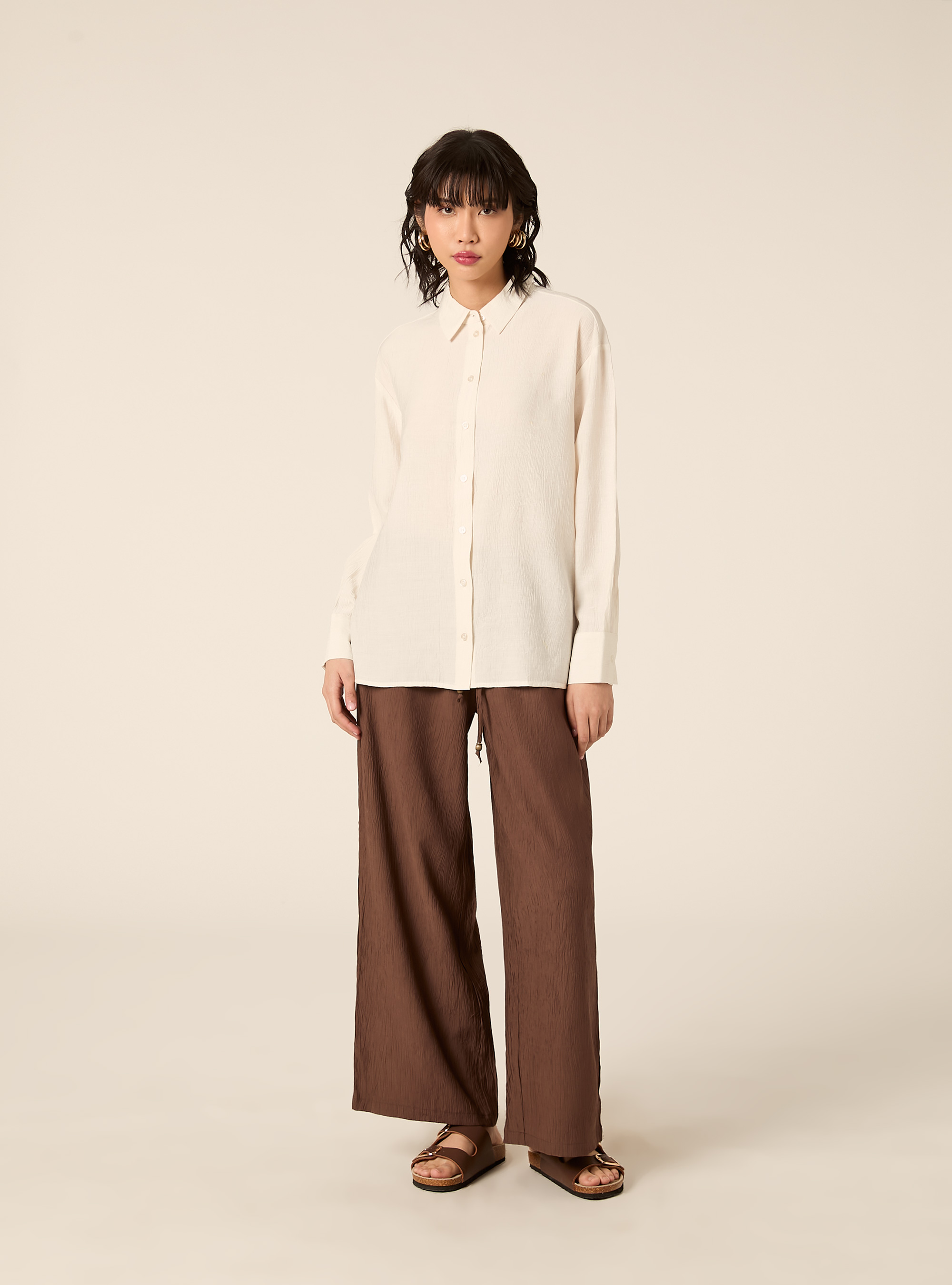 Camicia in crepe con lacci sul dietro, WH2 WHITE