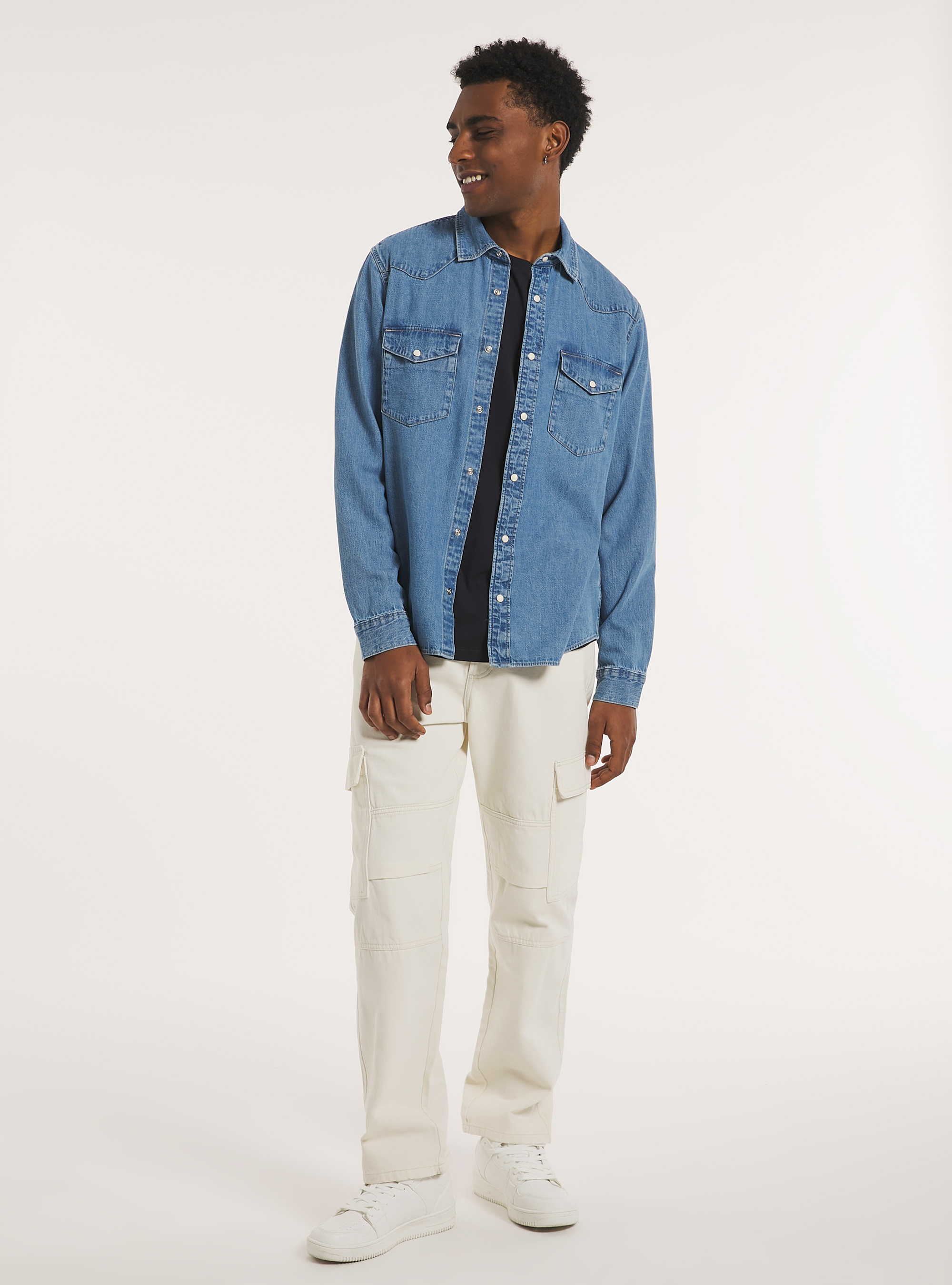 Camicia in denim, D005 LIGHT BLUE