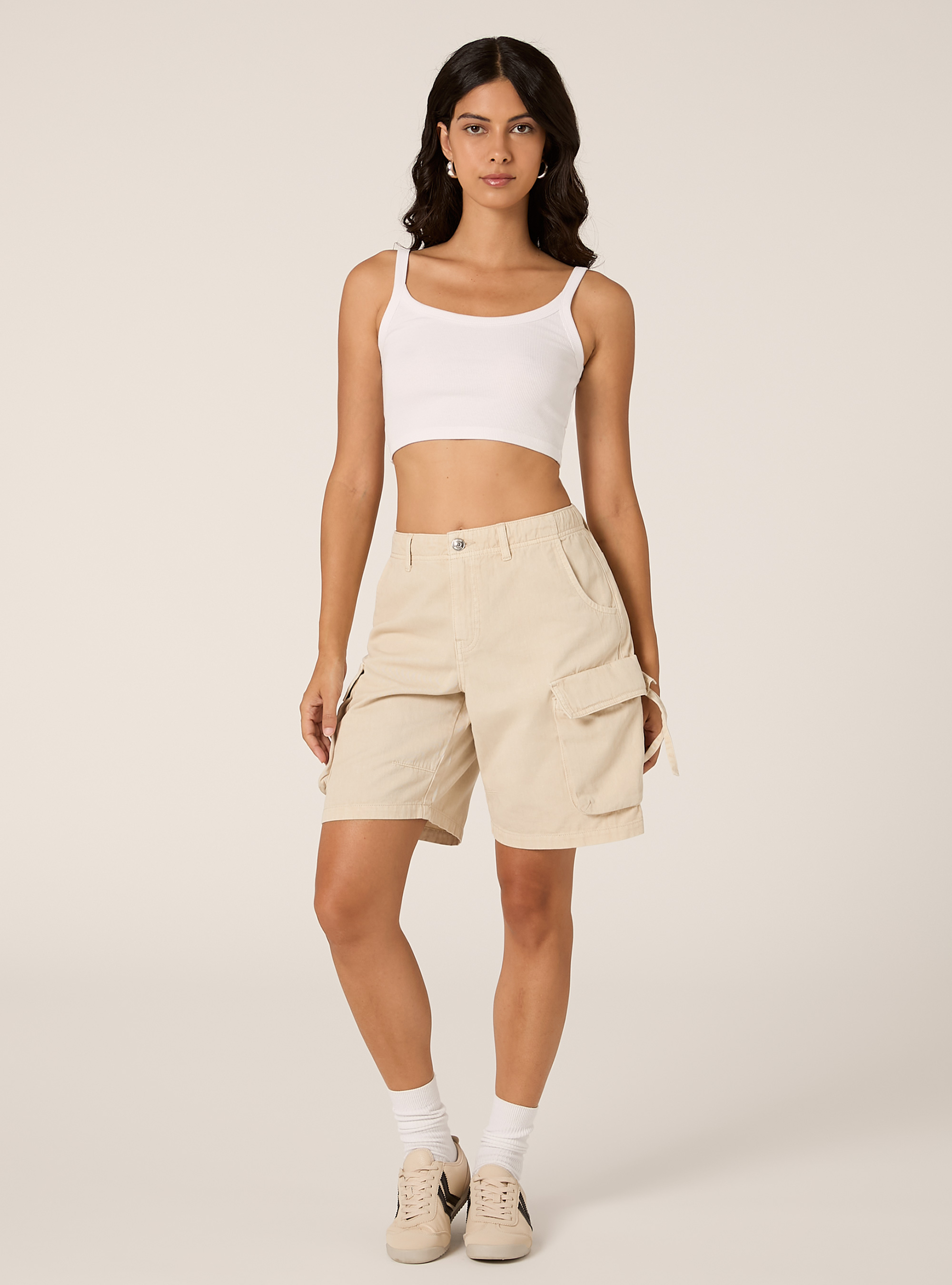 Bermuda cargo in twill, CREMA MEDIO