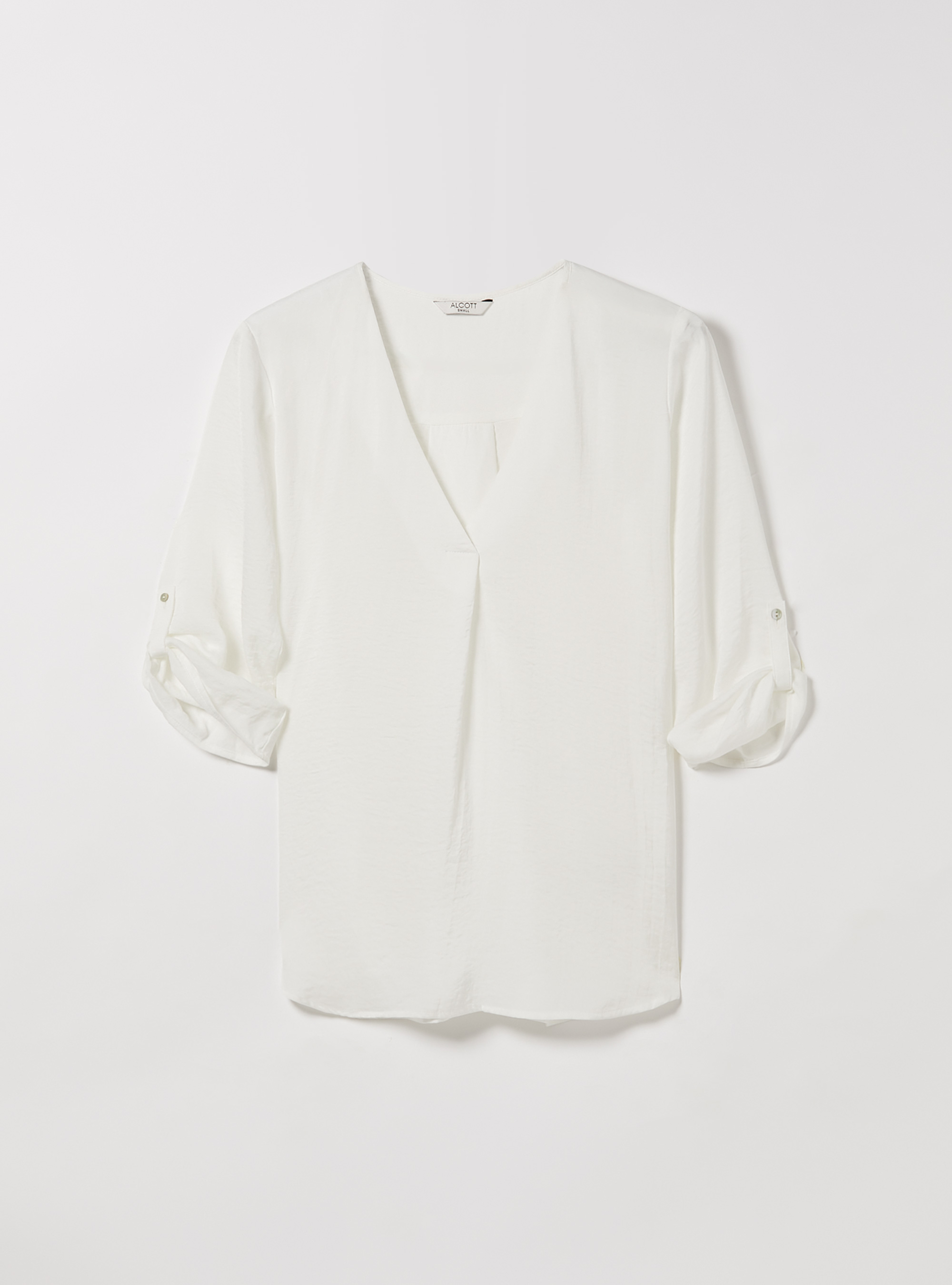 Blouse &agrave; encolure unie, WH1 OFF WHITE
