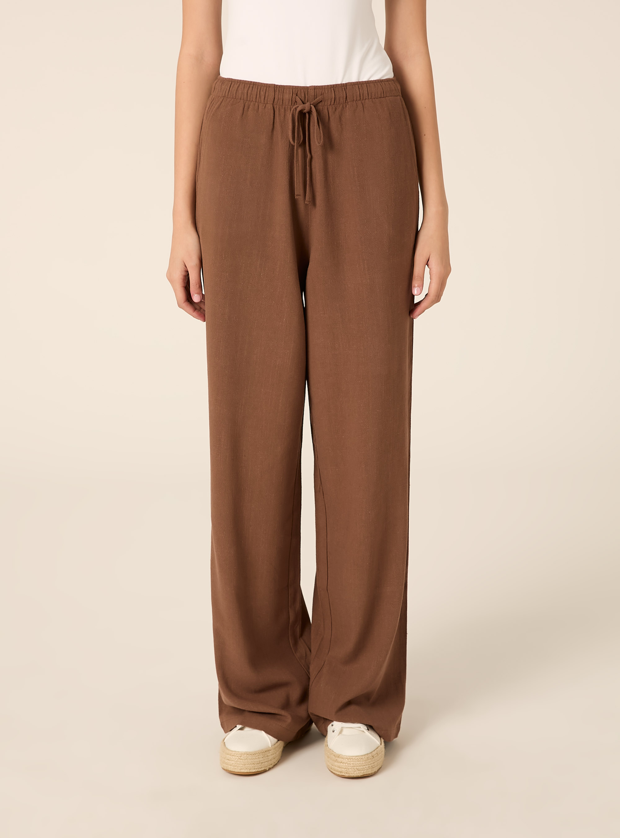 Linen-blend palazzo pants, BR2 BROWN MEDIUM