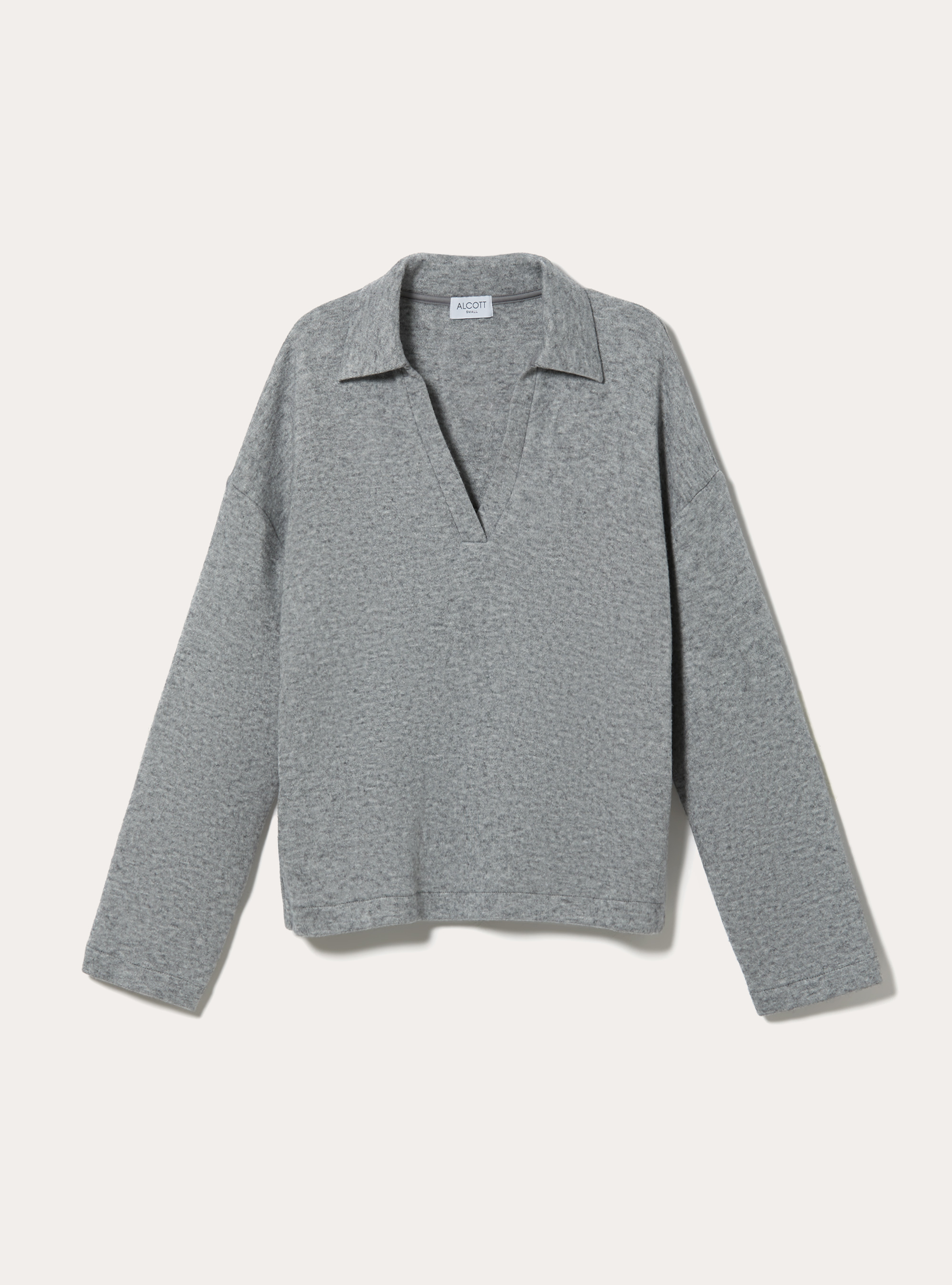 Pull doux au toucher avec col polo, MGY3 GREY MEL LIGHT