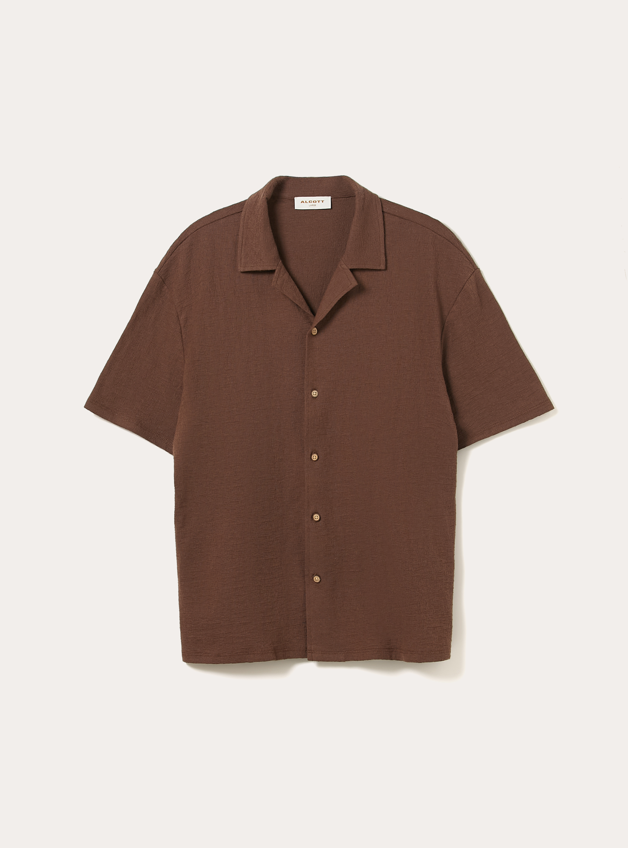 Boxy-fit textured shirt, BR1 BROWN DARK
