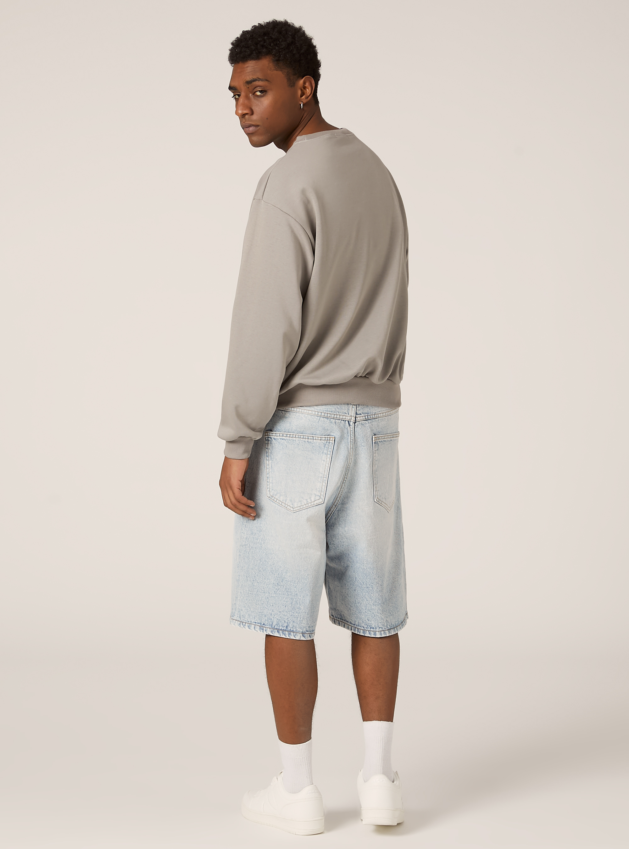 Sweat &agrave; col ras-du-cou boxy fit, GY2 GREY MEDIUM