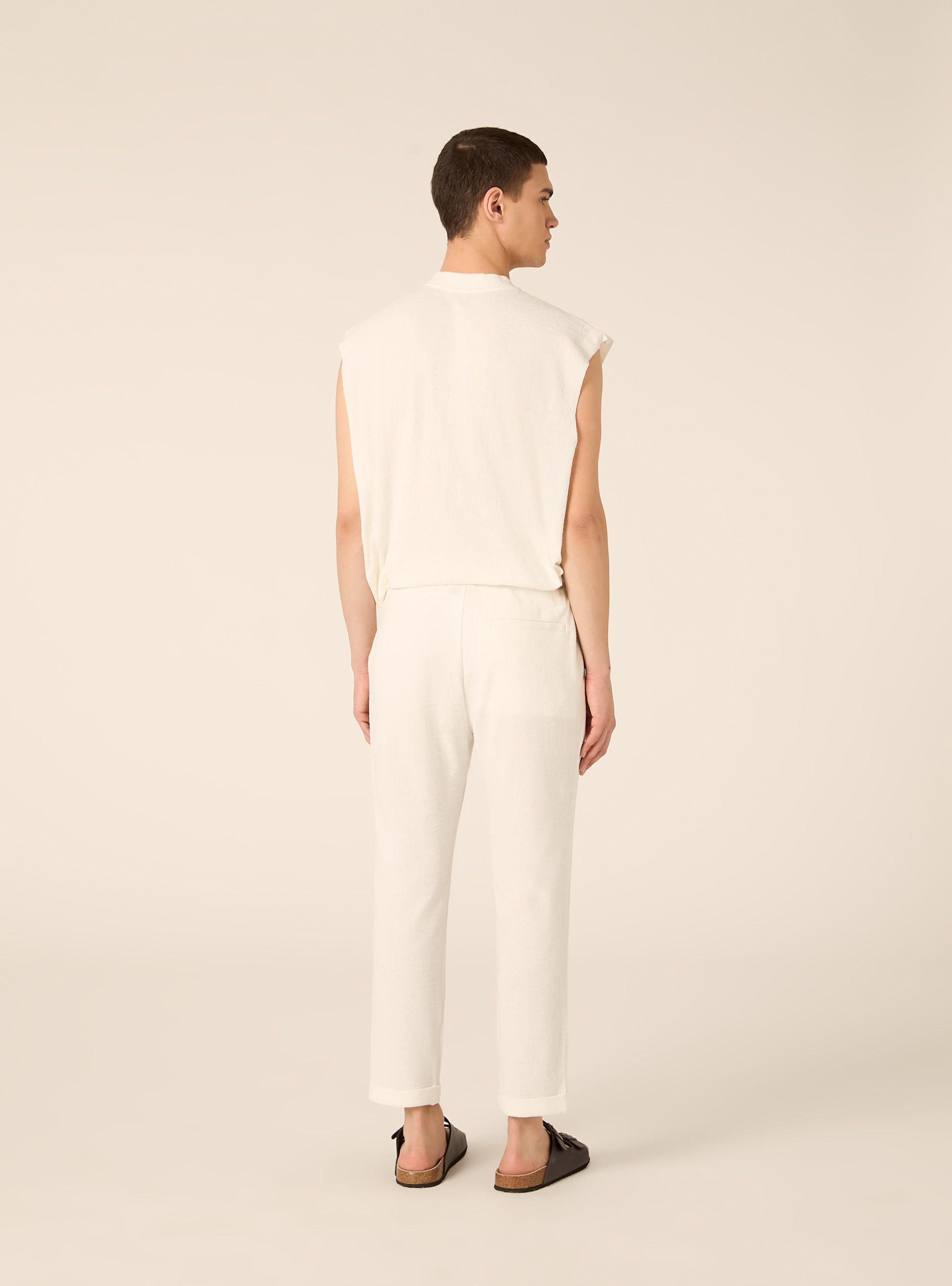 Pantalones jogger con textura, WH2 WHITE