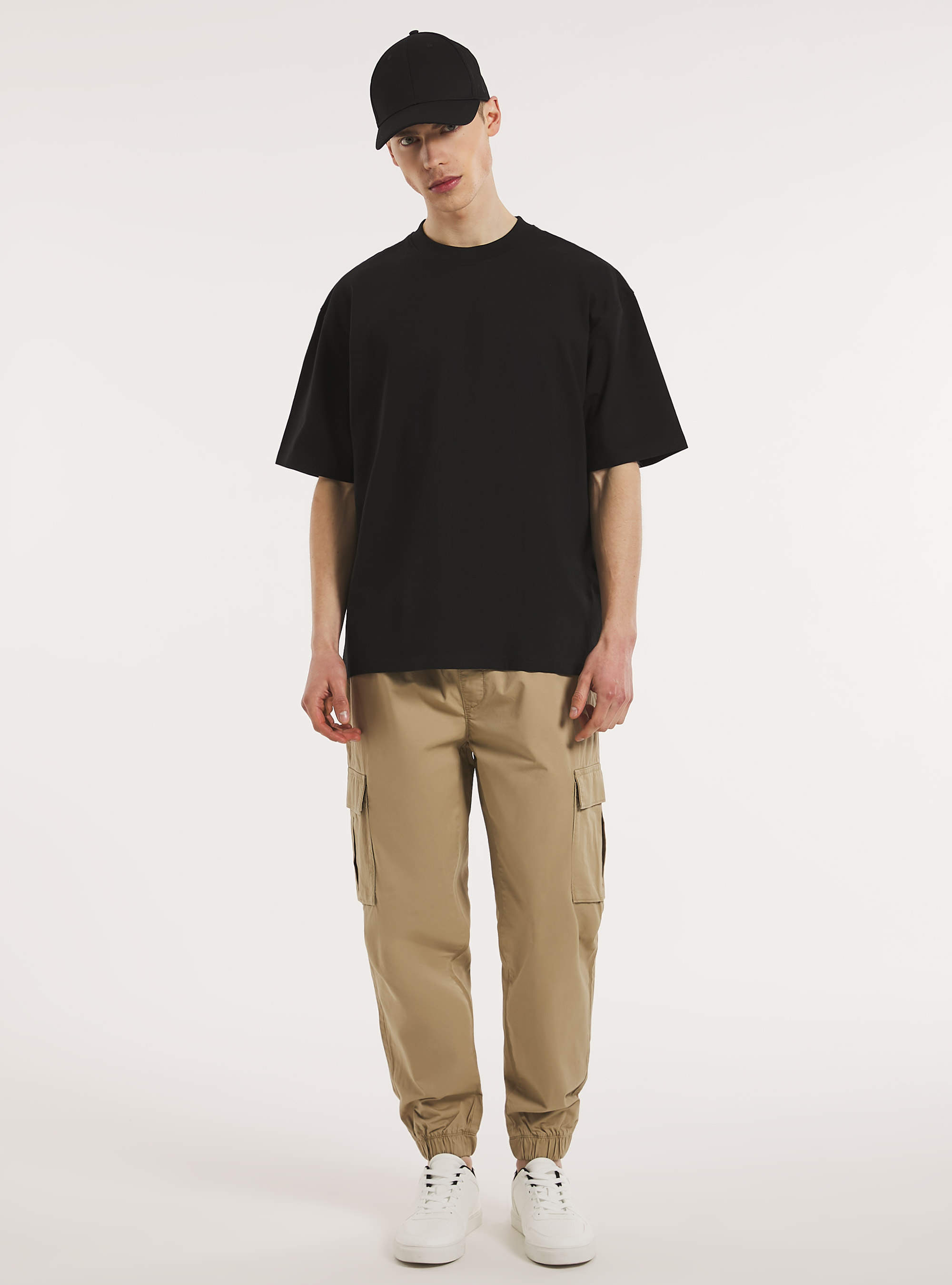 Pantalon jogger en coton, BG1 BEIGE DARK