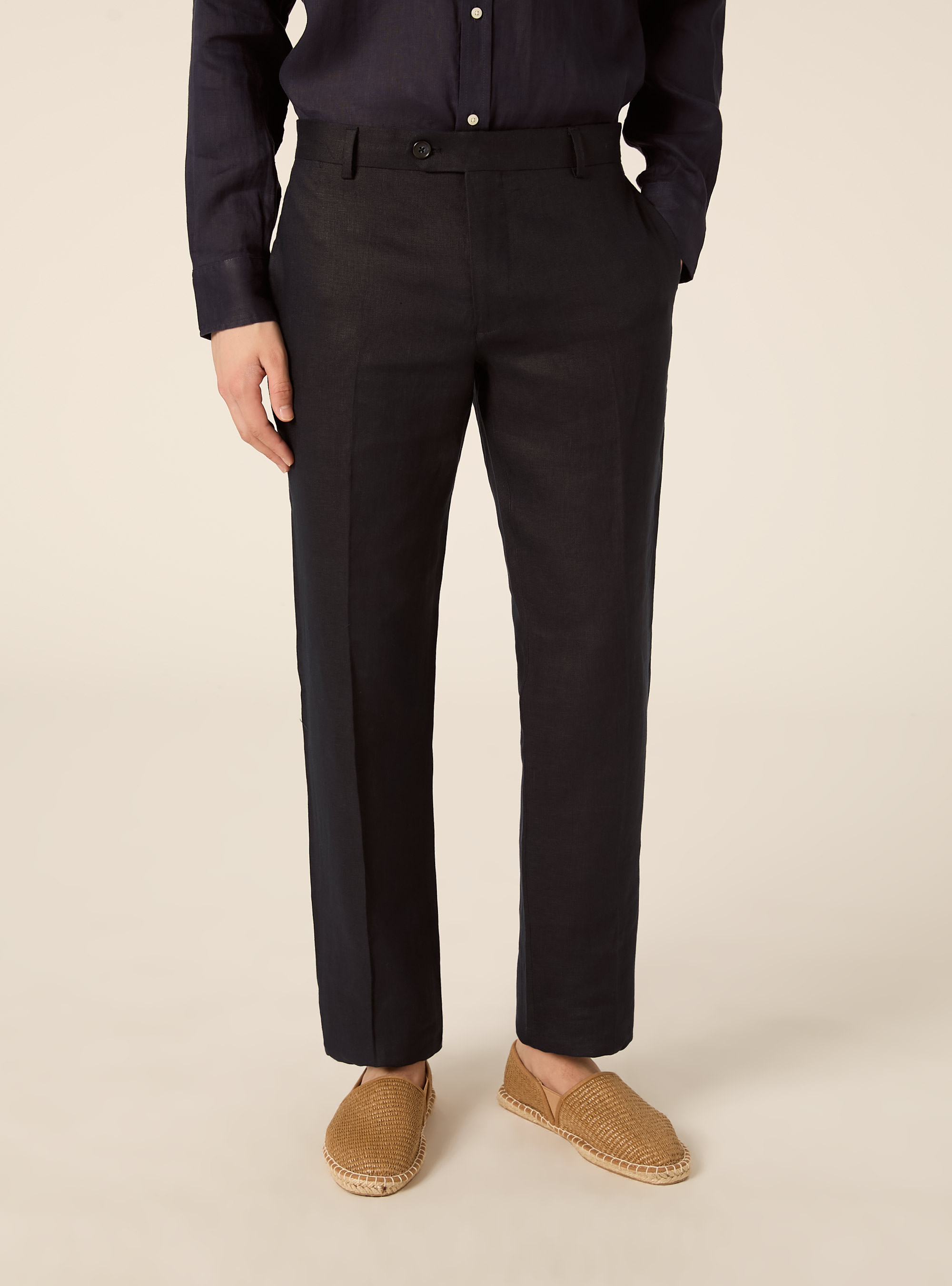 Pure linen trousers, NA1 NAVY DARK