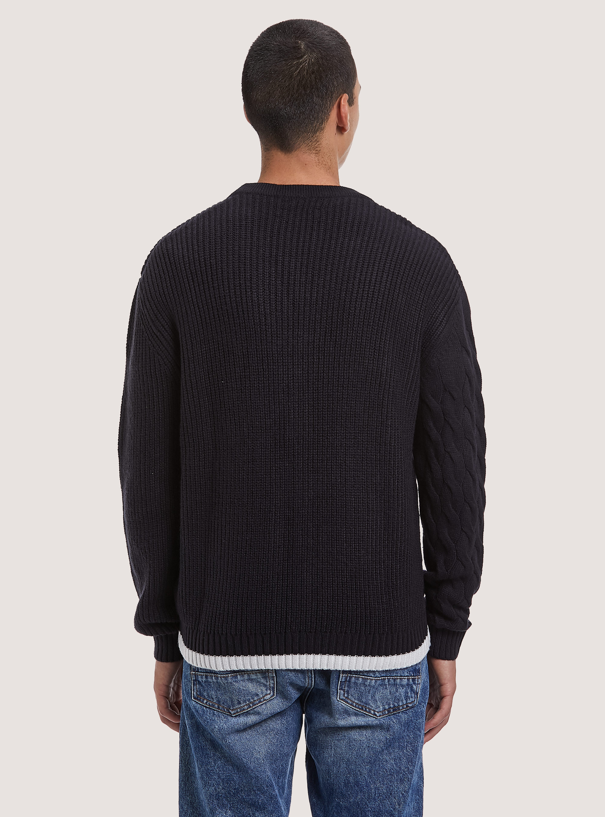 Pull-over cardigan &agrave; double texture, NA1 NAVY DARK