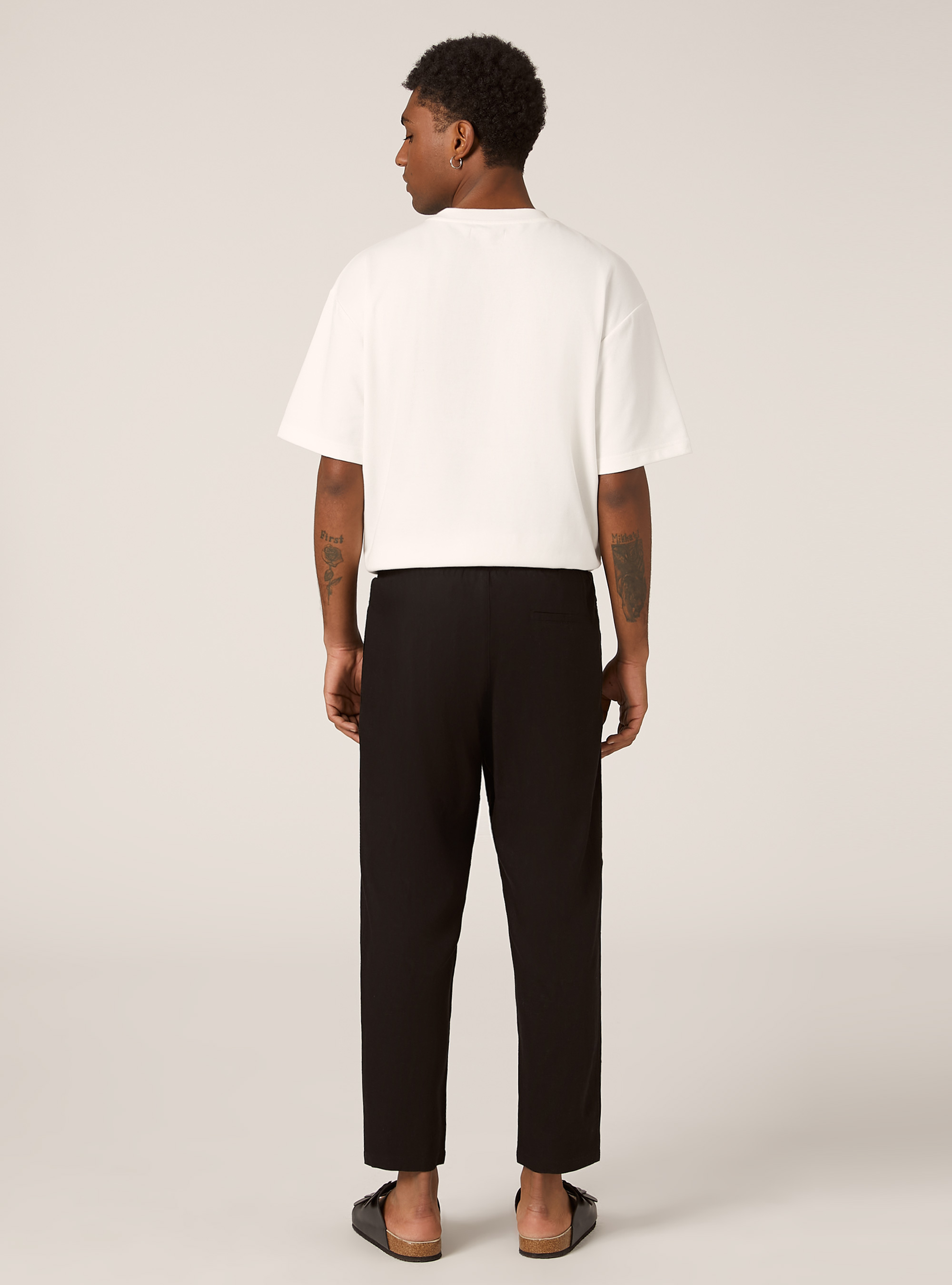 Linen blend jogger trousers, BK1 BLACK
