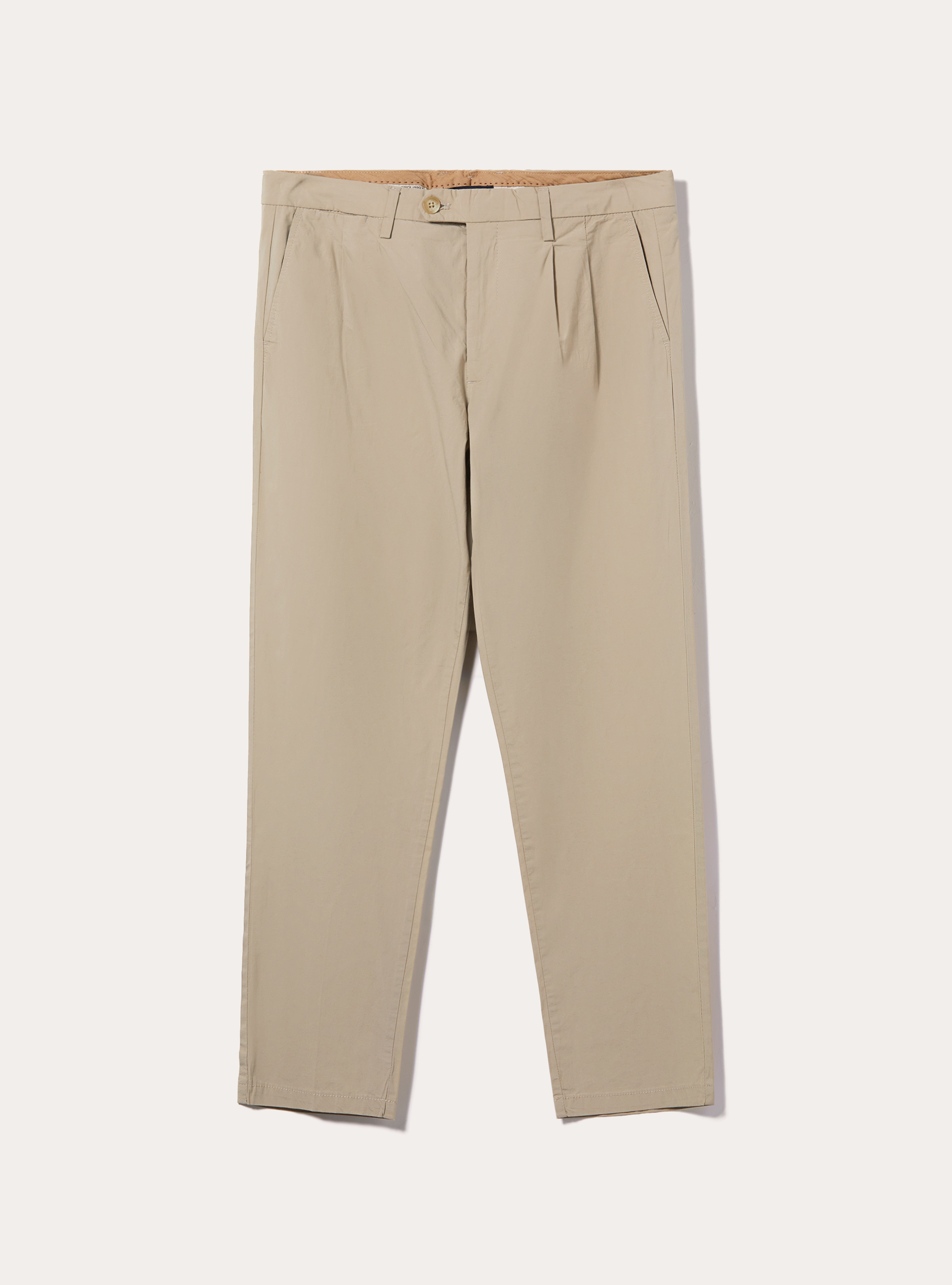 Pantalon en coton &agrave; double plis, BG2 BEIGE MEDIUM