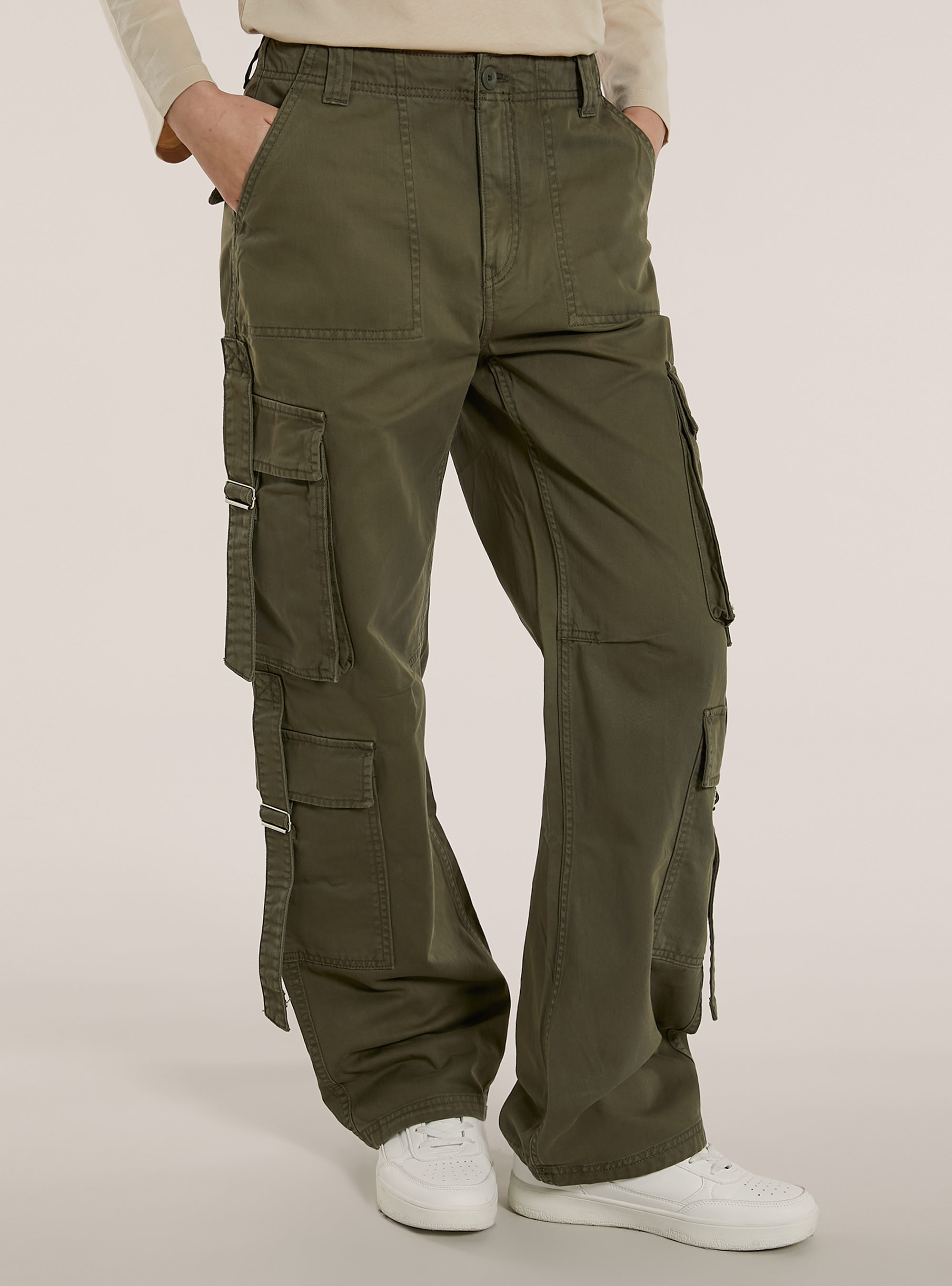 Pantalon multi-cargo en serg&eacute;, KY1 KAKY DARK