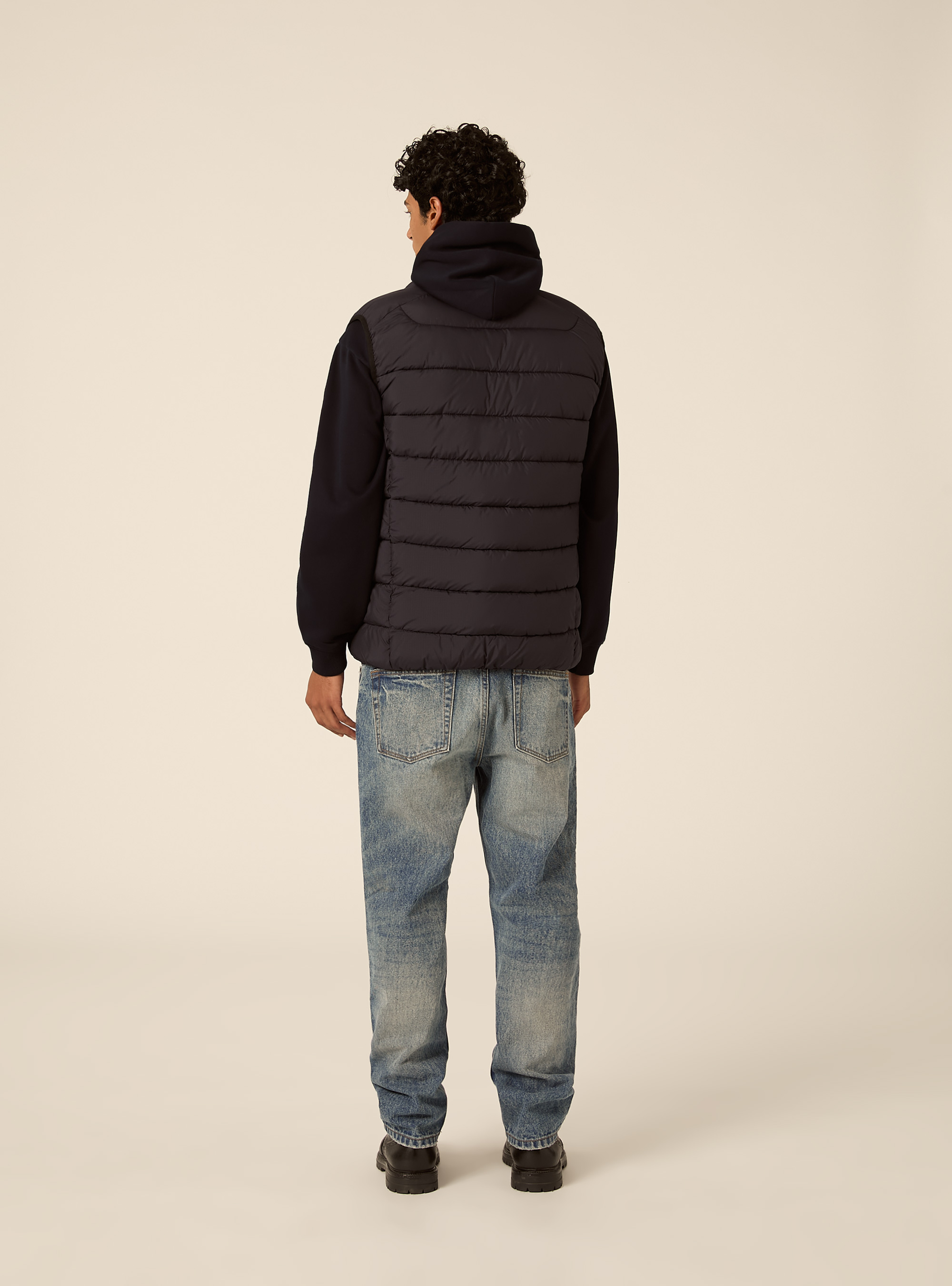 Basic solid padded gilet with patch, NA1 NAVY DARK