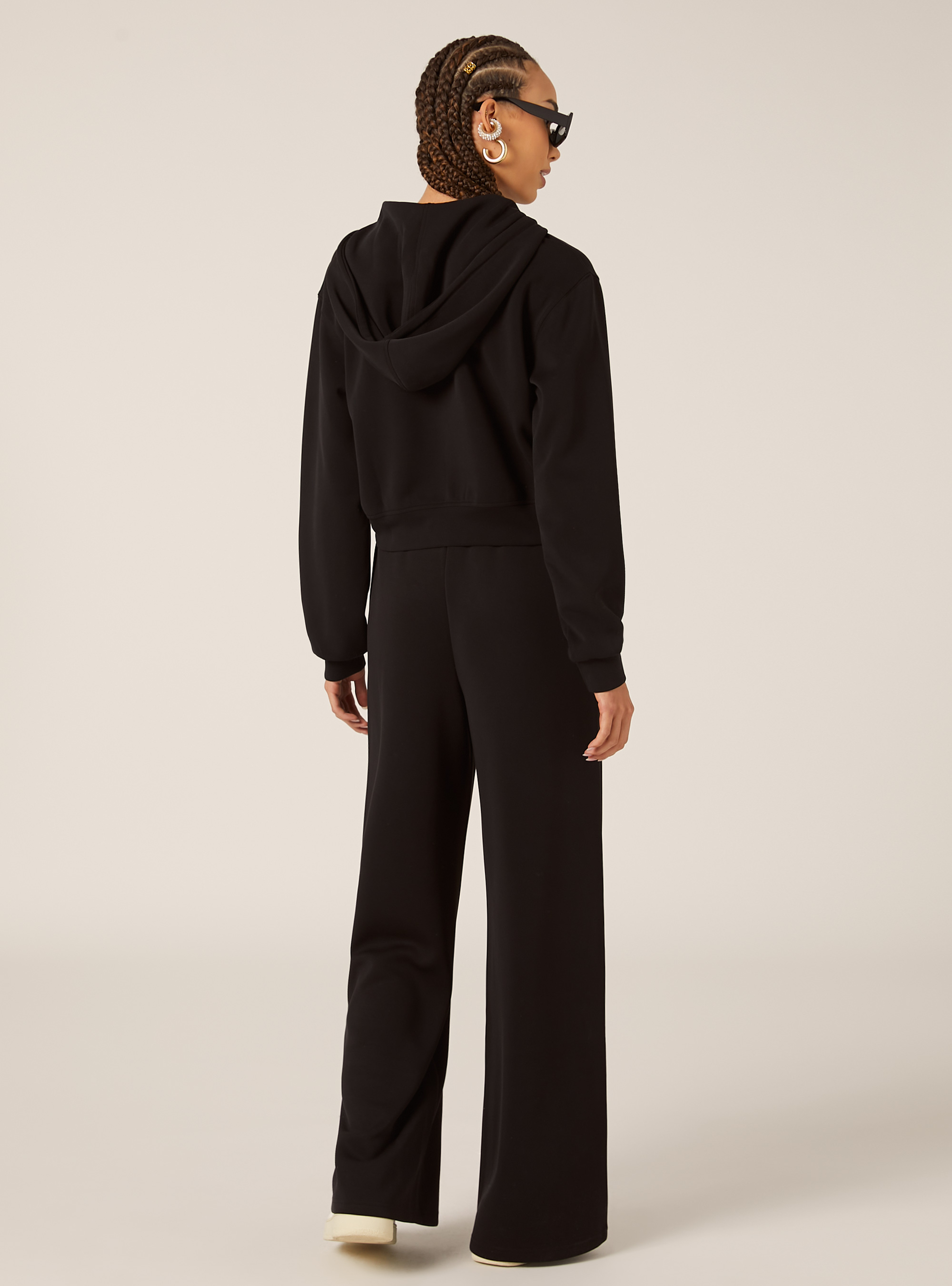 Chaqueta con cremallera y capucha soft touch, BK1 BLACK