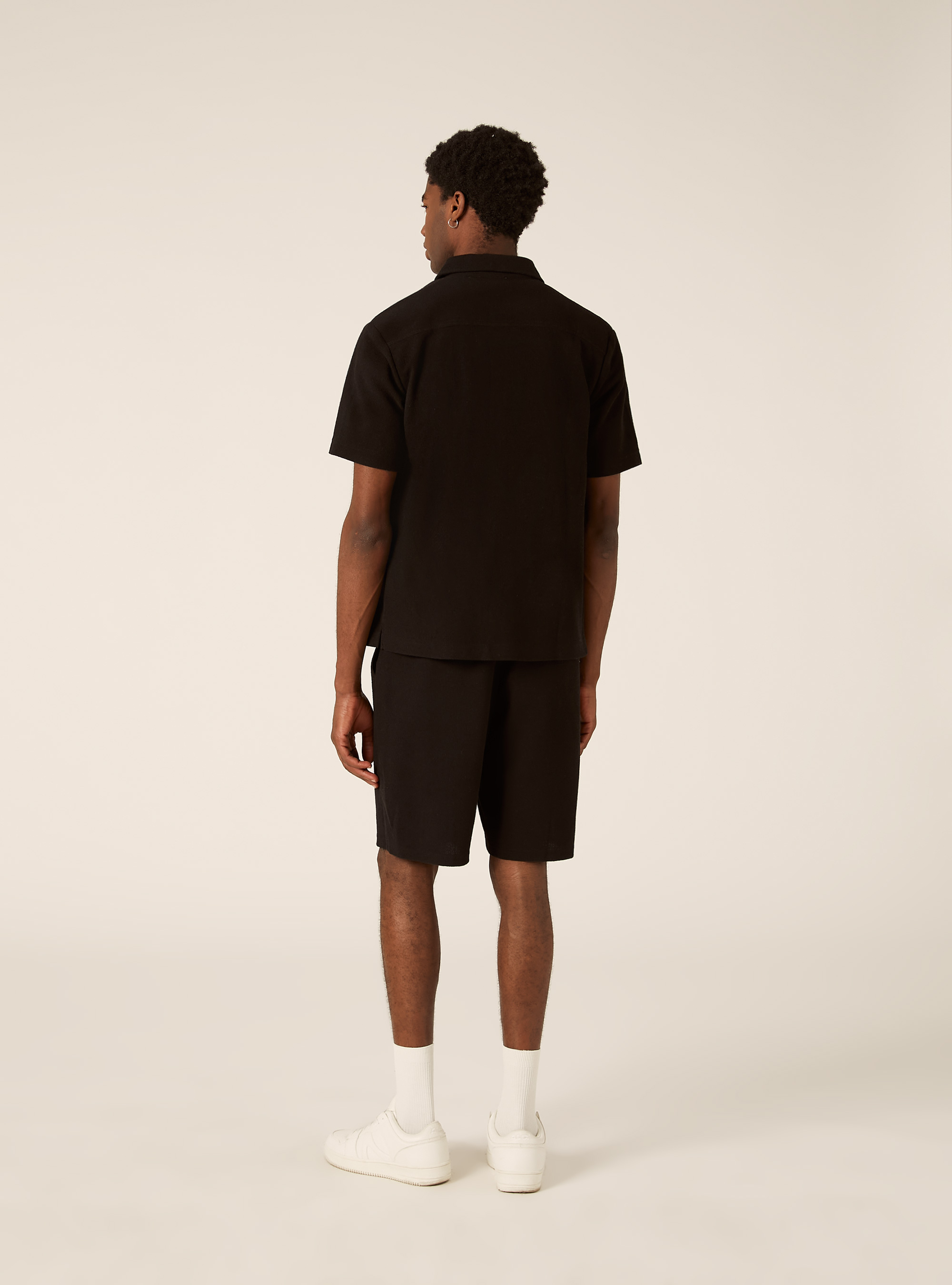 Strukturierte Baumwoll-Bermudas, BK1 BLACK