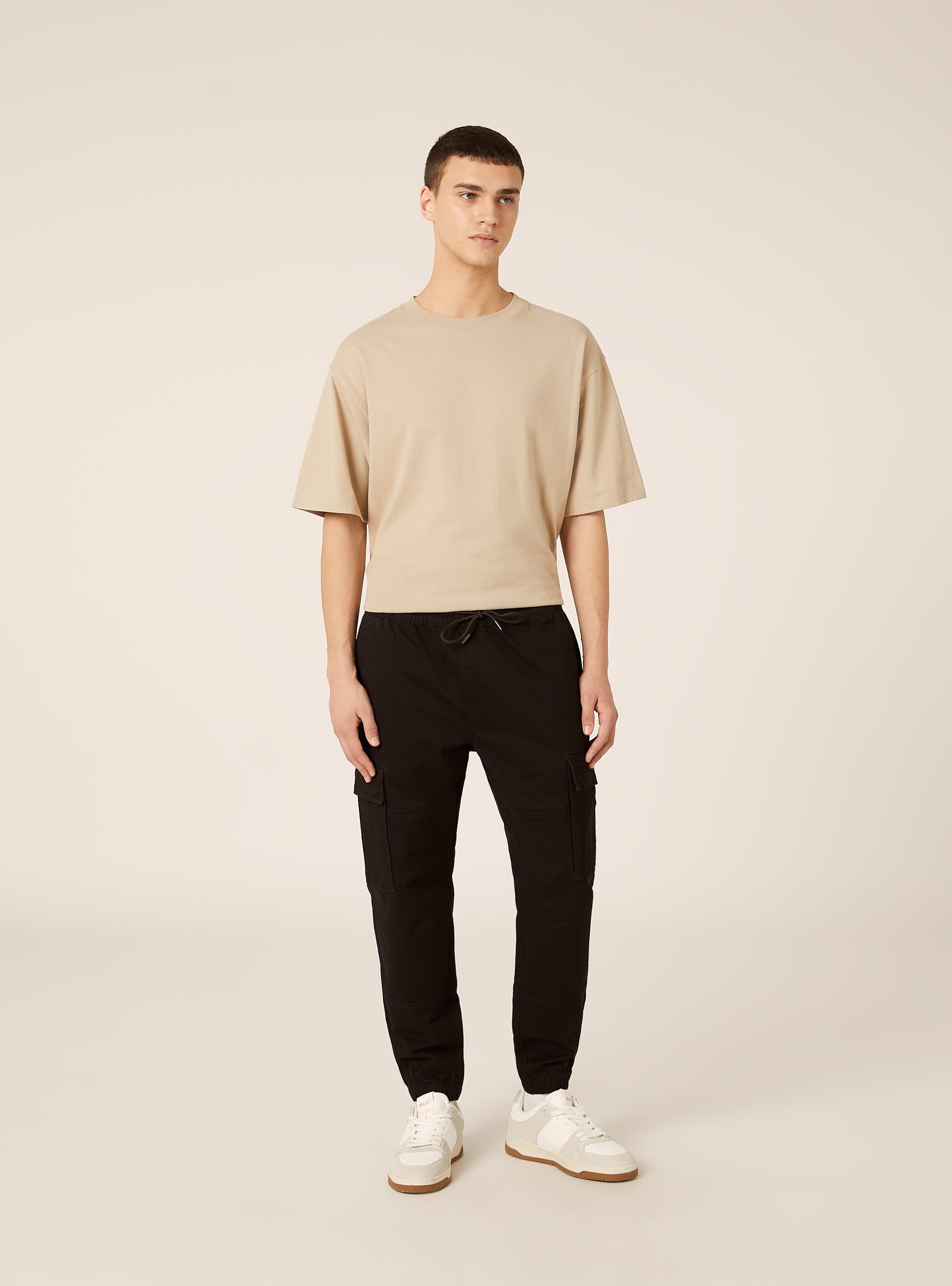 Twill cargo pants, BK1 BLACK
