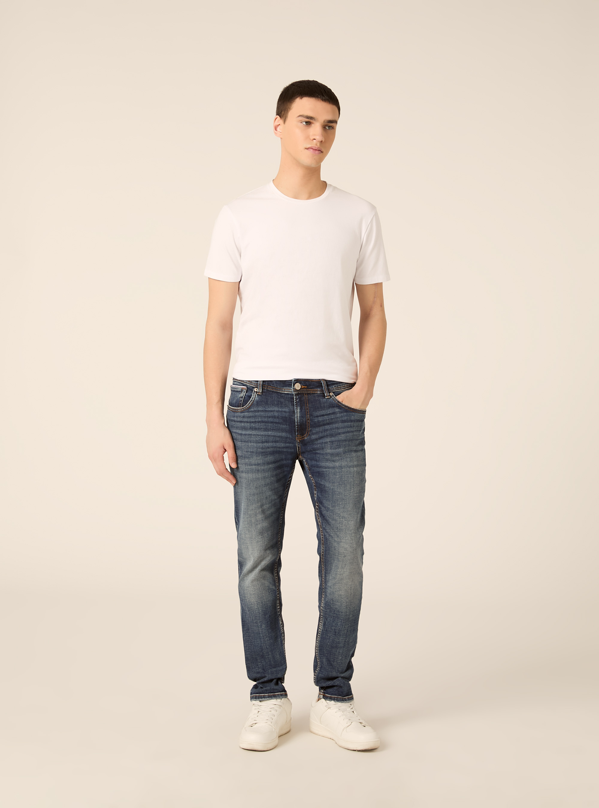 Skinny fit jeans, D001 DEEP BLUE