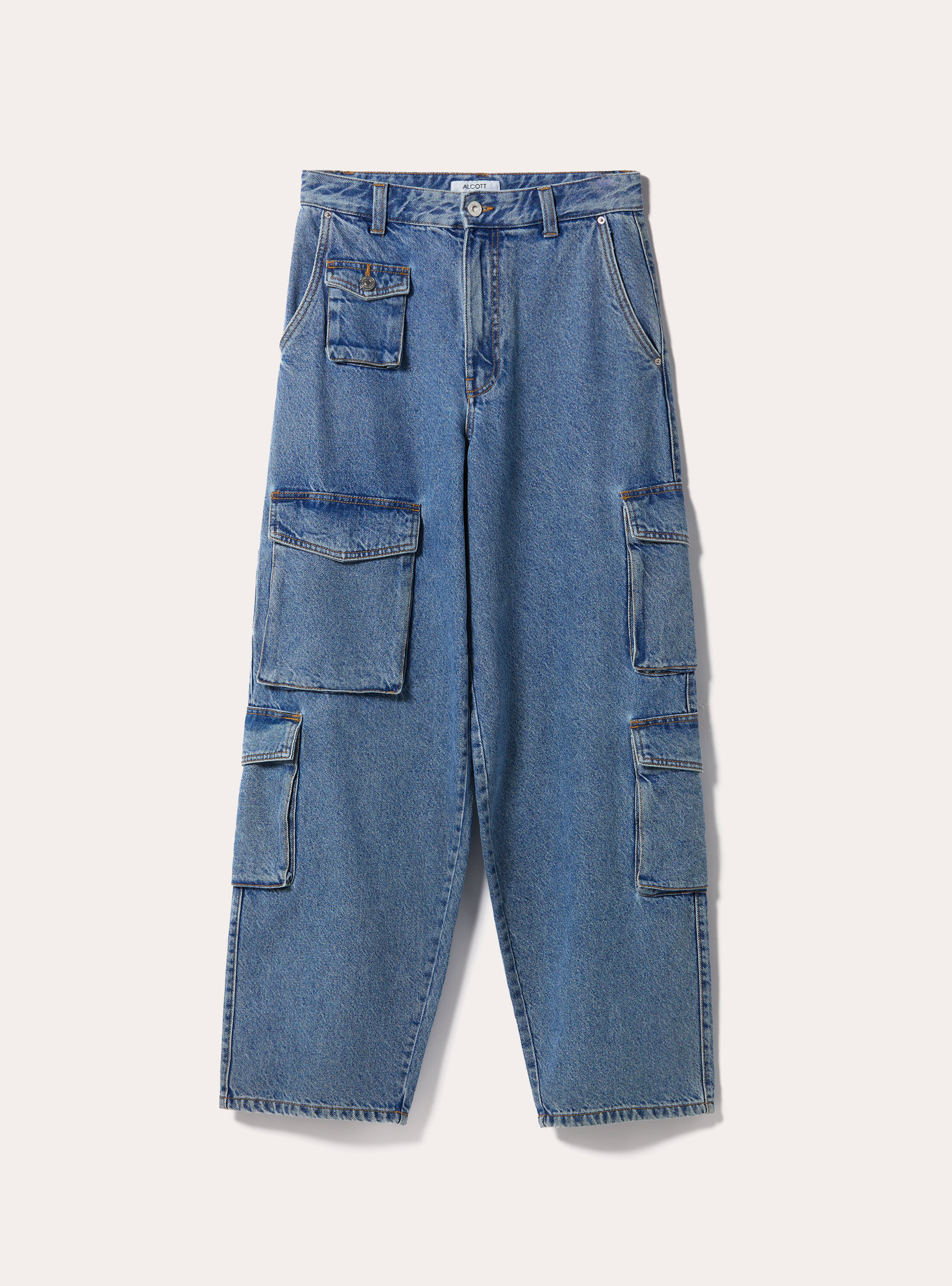 Jeans multi-cargos &agrave; coupe confortable, D006 AZURE