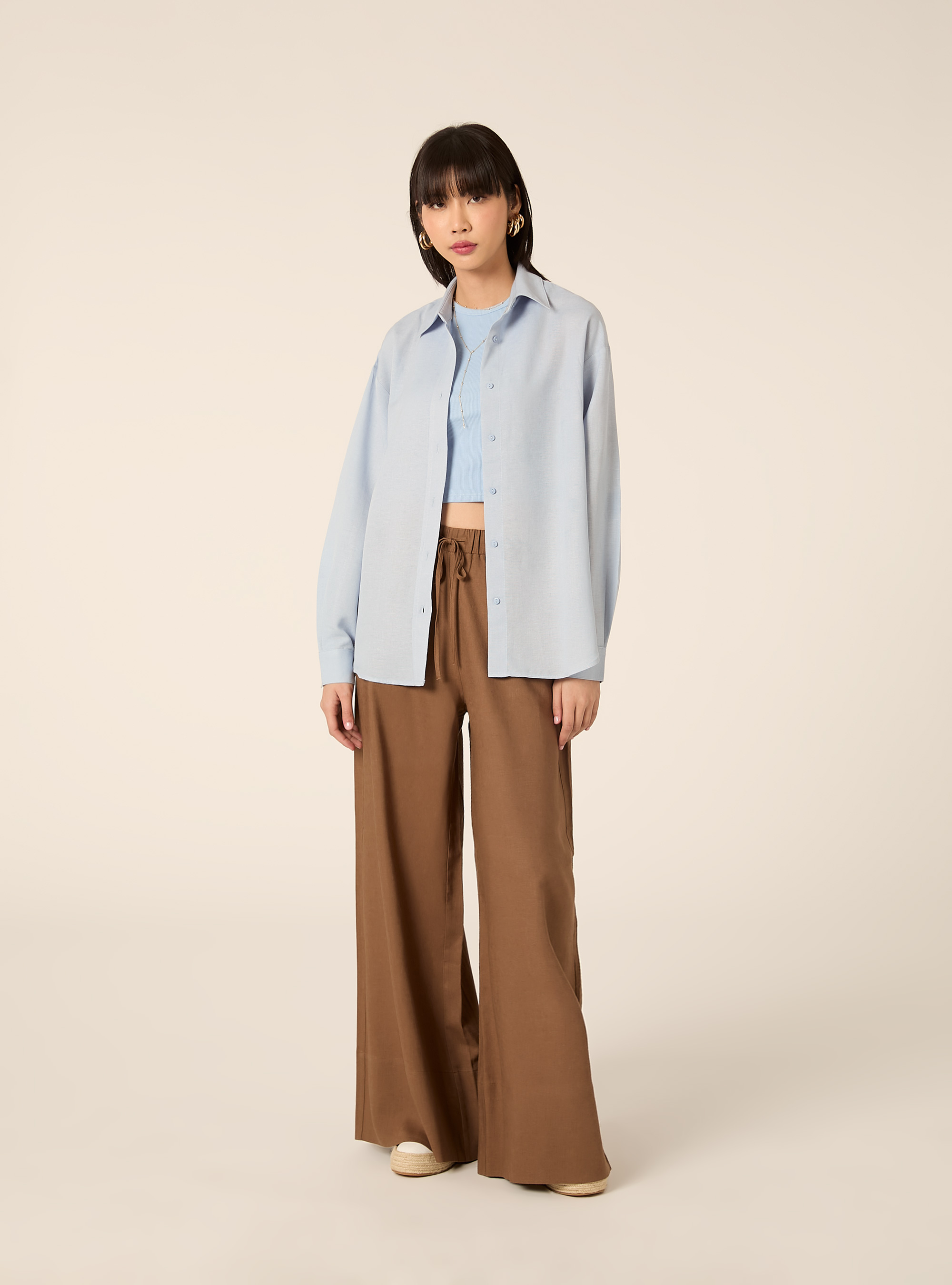 Camisa de mezcla de lino, AZ3 AZURE LIGHT