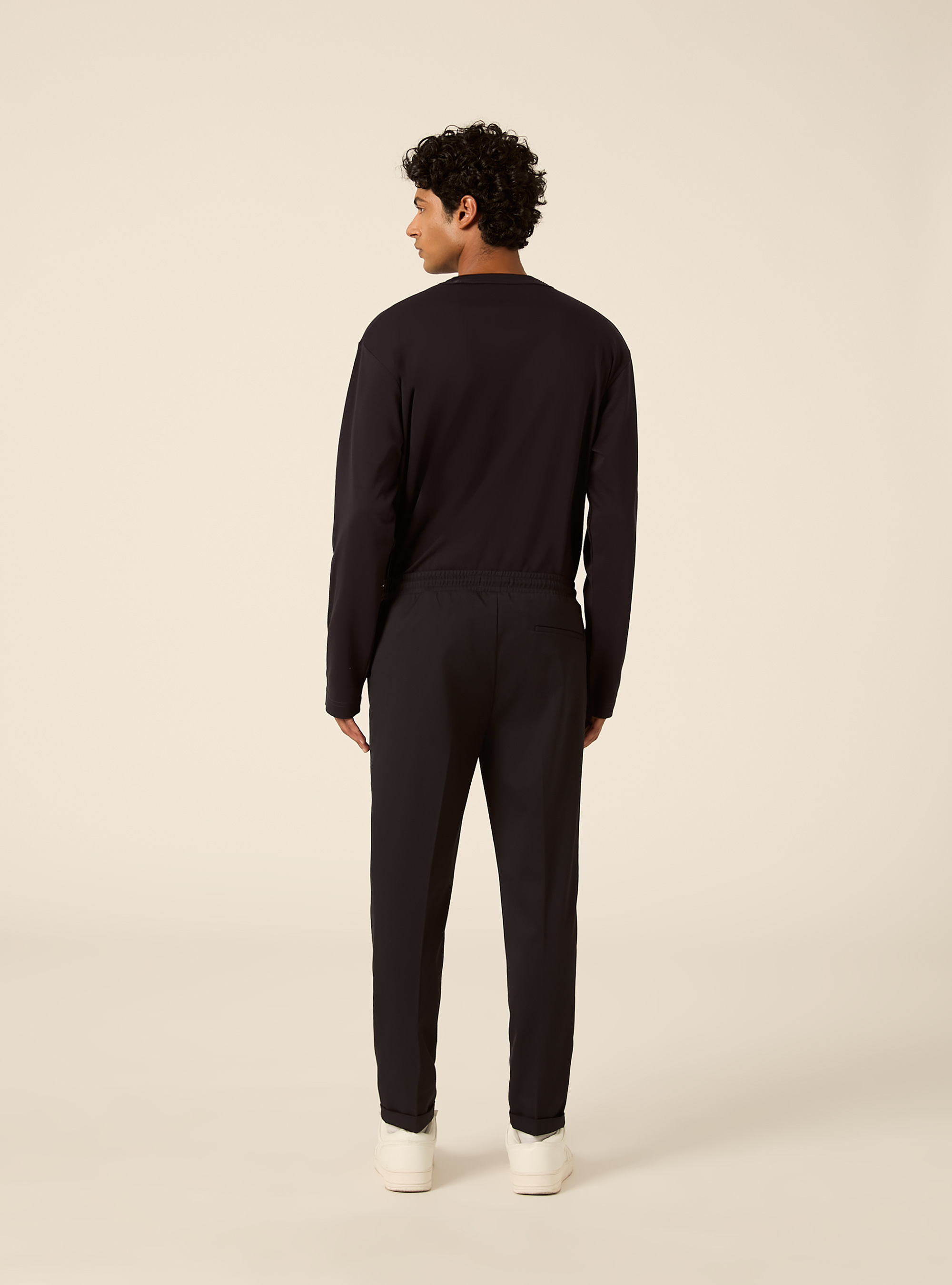 Twill jogger trousers with pleats, NA1 NAVY DARK