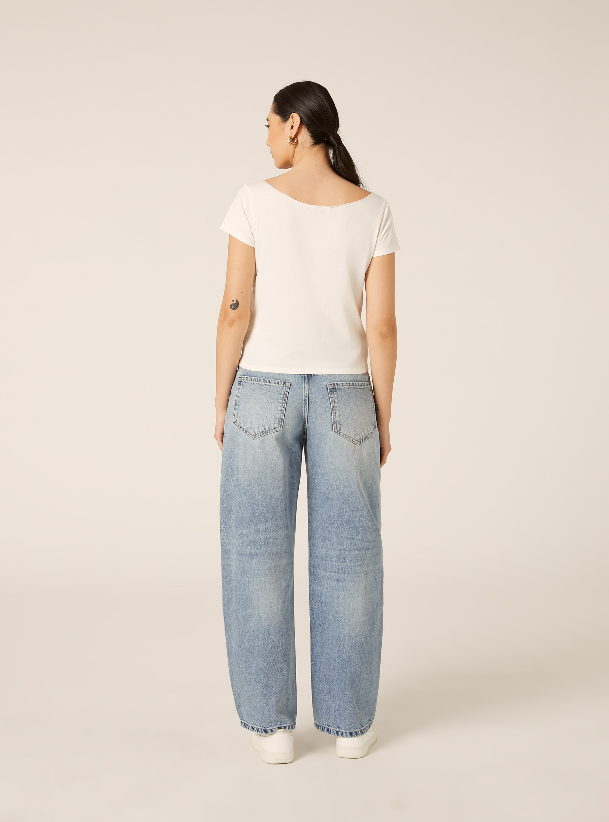T-Shirt mit U-Boot-Ausschnitt, WH2 WHITE