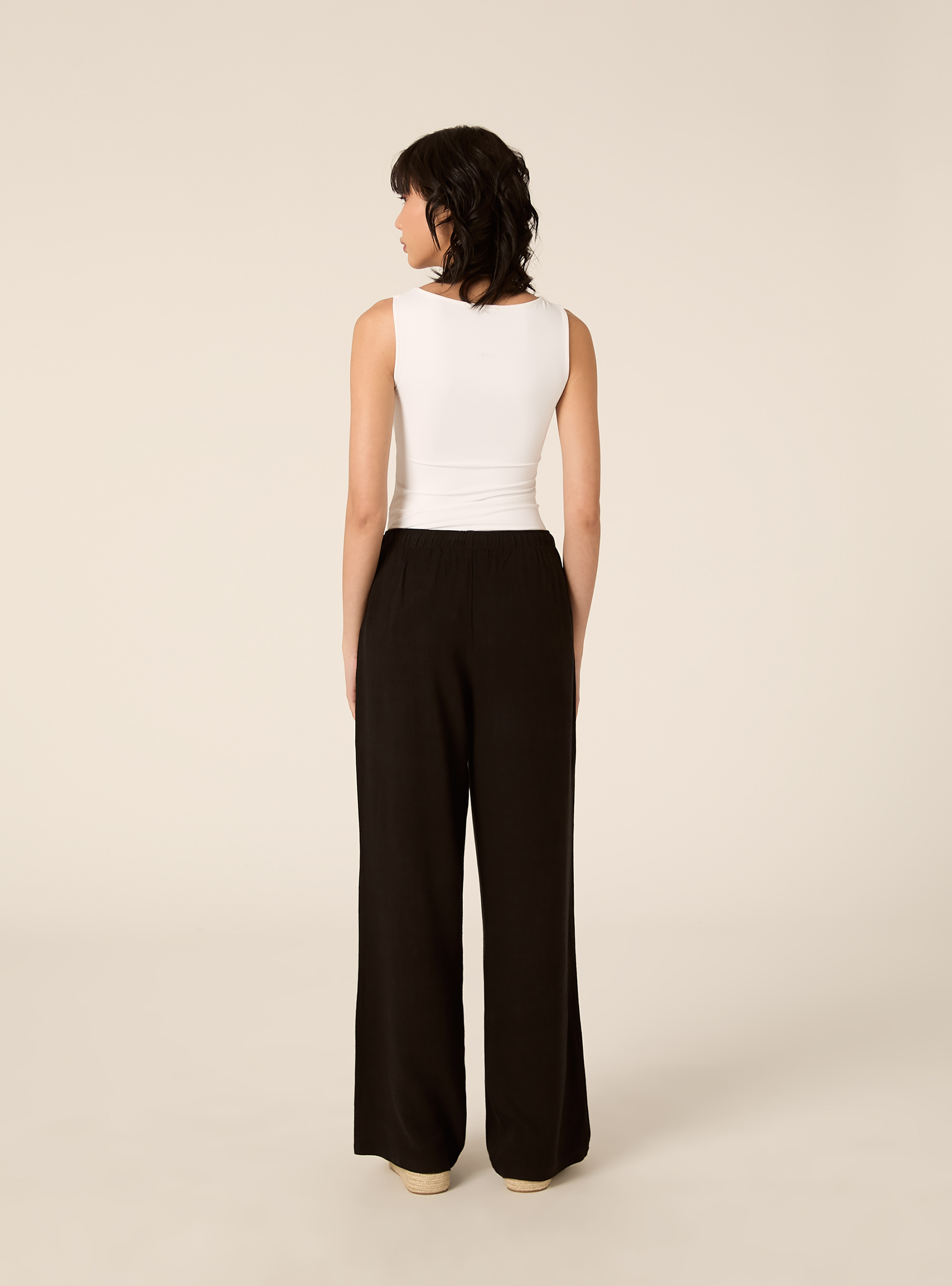 Palazzo-Hose aus Leinenmischgewebe, BK1 BLACK