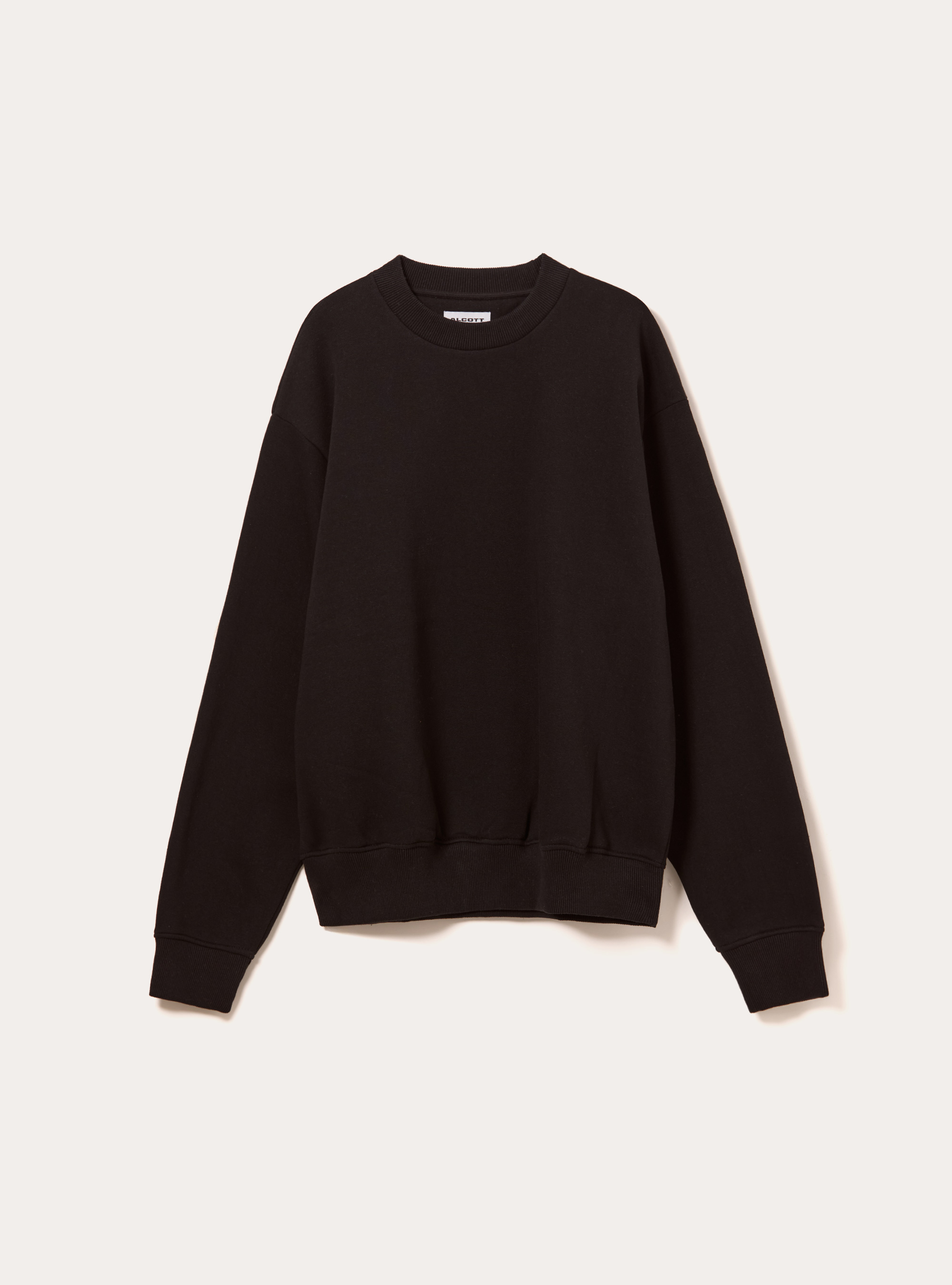 Sweat-shirt &agrave; col rond et coupe carr&eacute;e, BK1 BLACK