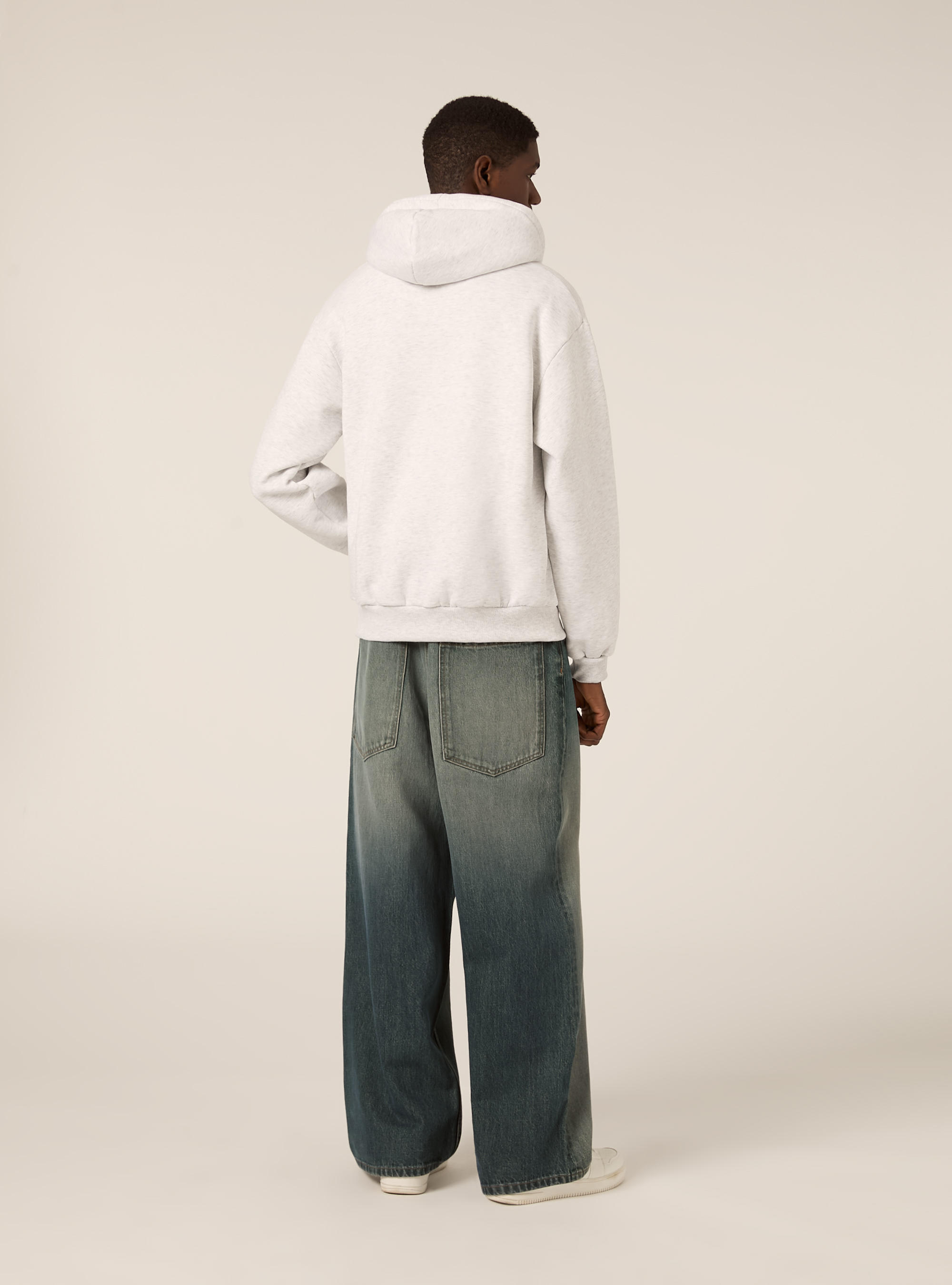 Sweat &agrave; capuche zipp&eacute; coupe boxy, MGY3 GREY MEL LIGHT