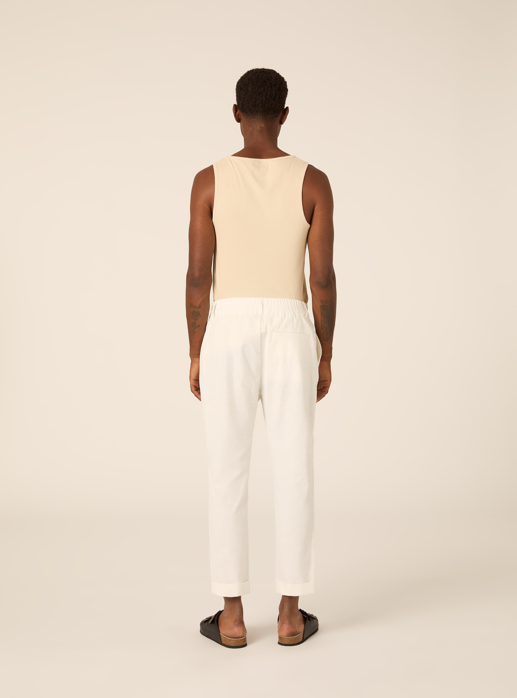 Slim Fit Cropped Pleated Trousers, WH1 OFF WHITE