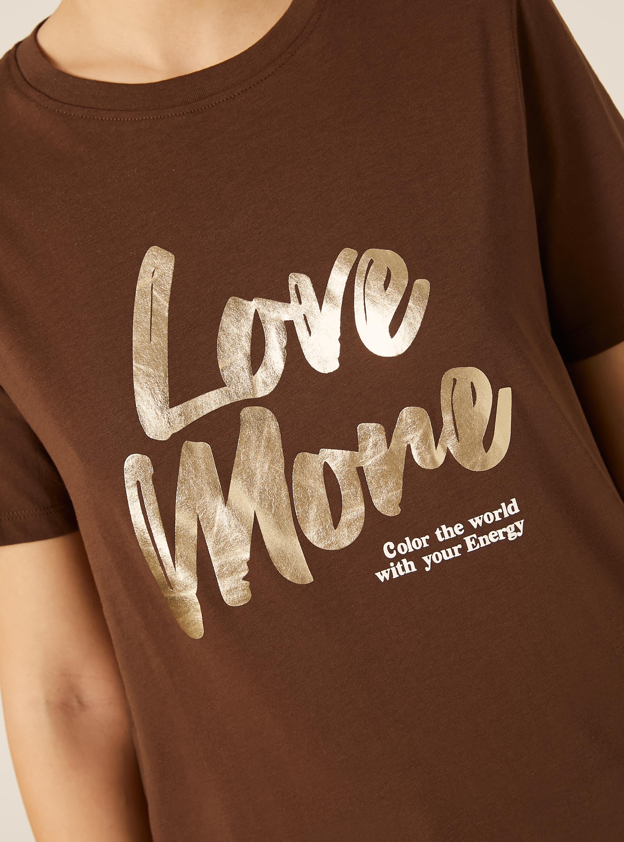 Camiseta con estampado metalizado, BR2 BROWN MEDIUM
