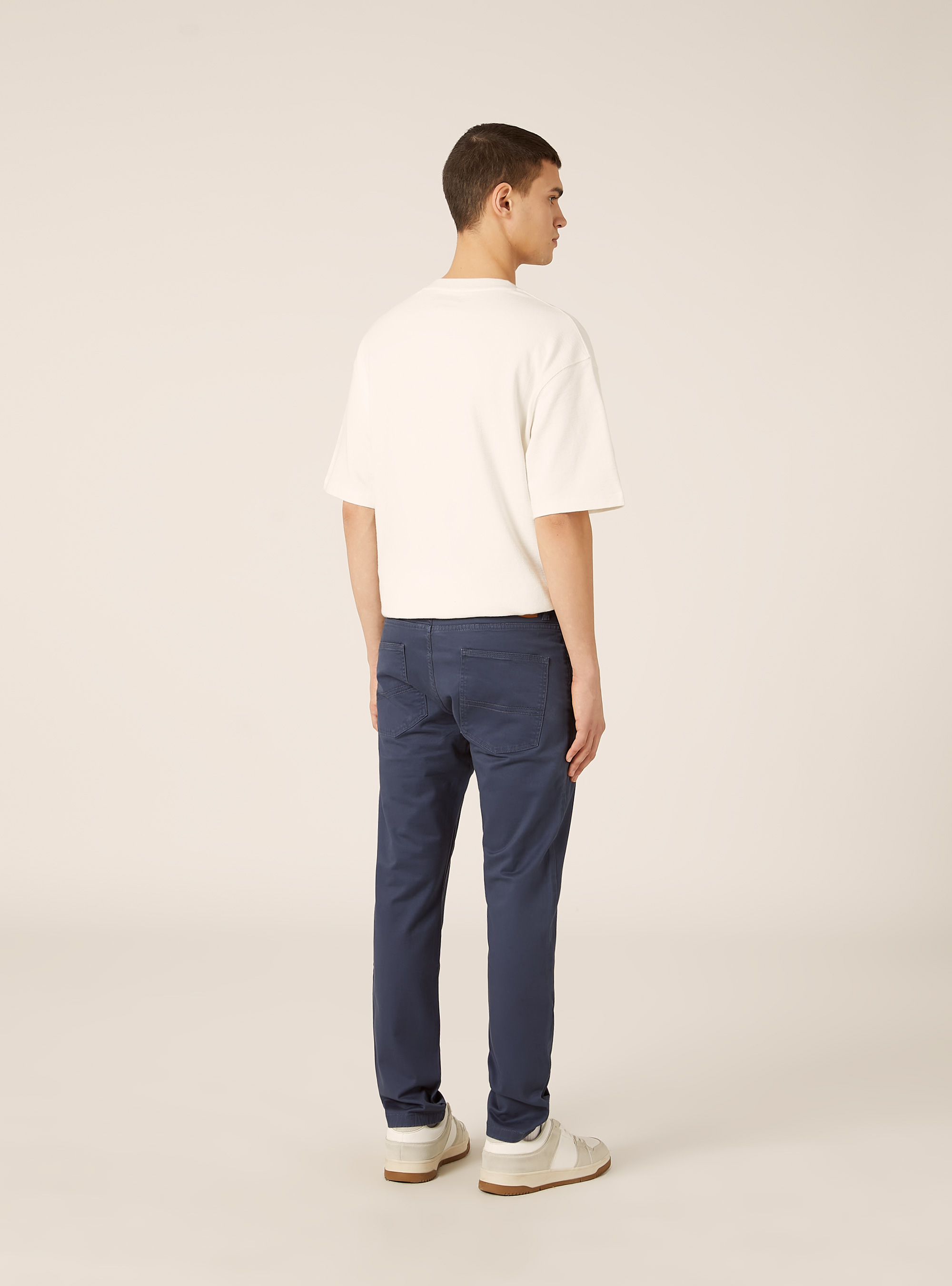 Slim fit cotton trousers, BL2 BLUE MEDIUM