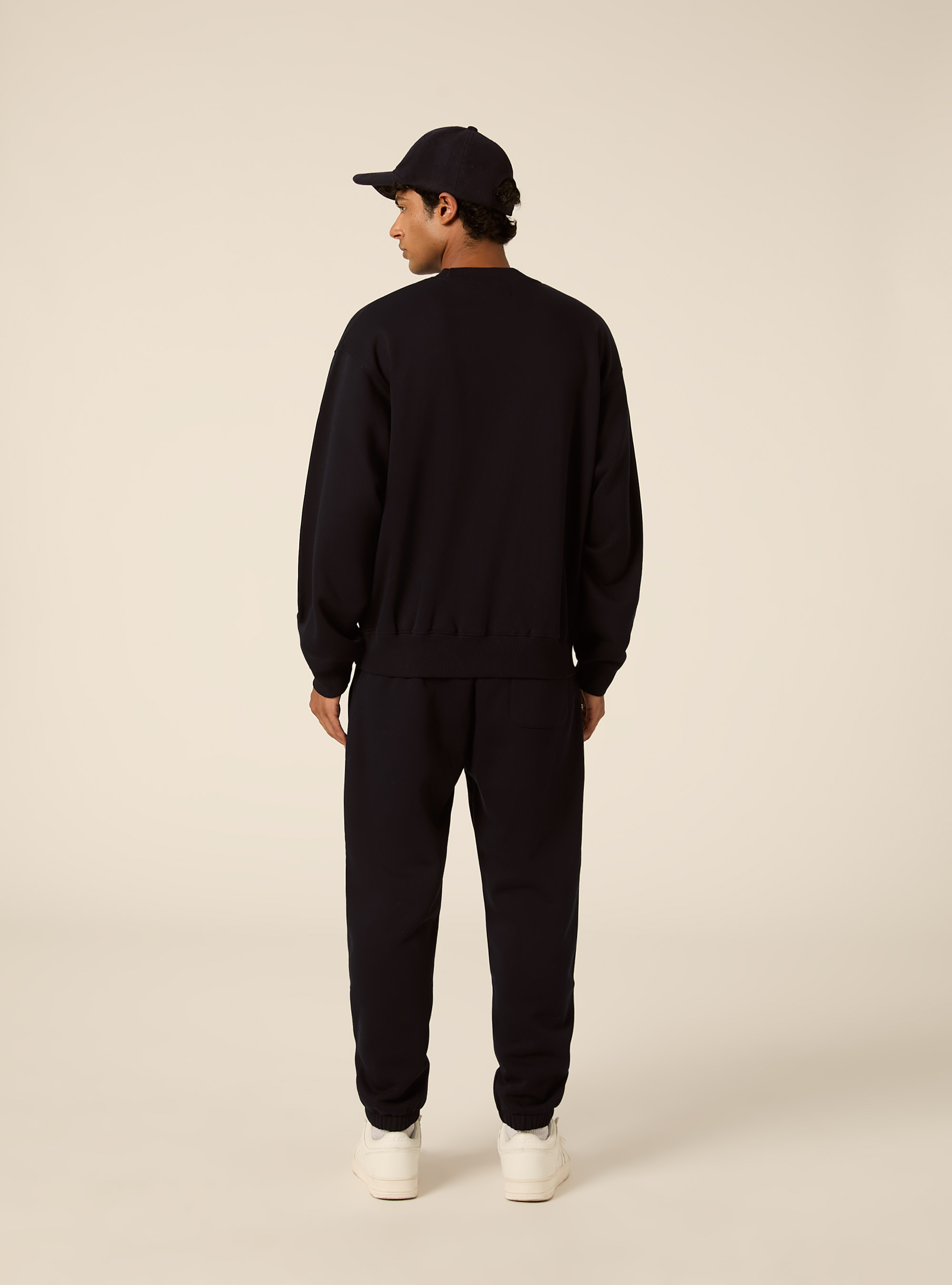 Basic boxy fit sweatshirt mit rundhalsausschnitt, NA1 NAVY DARK