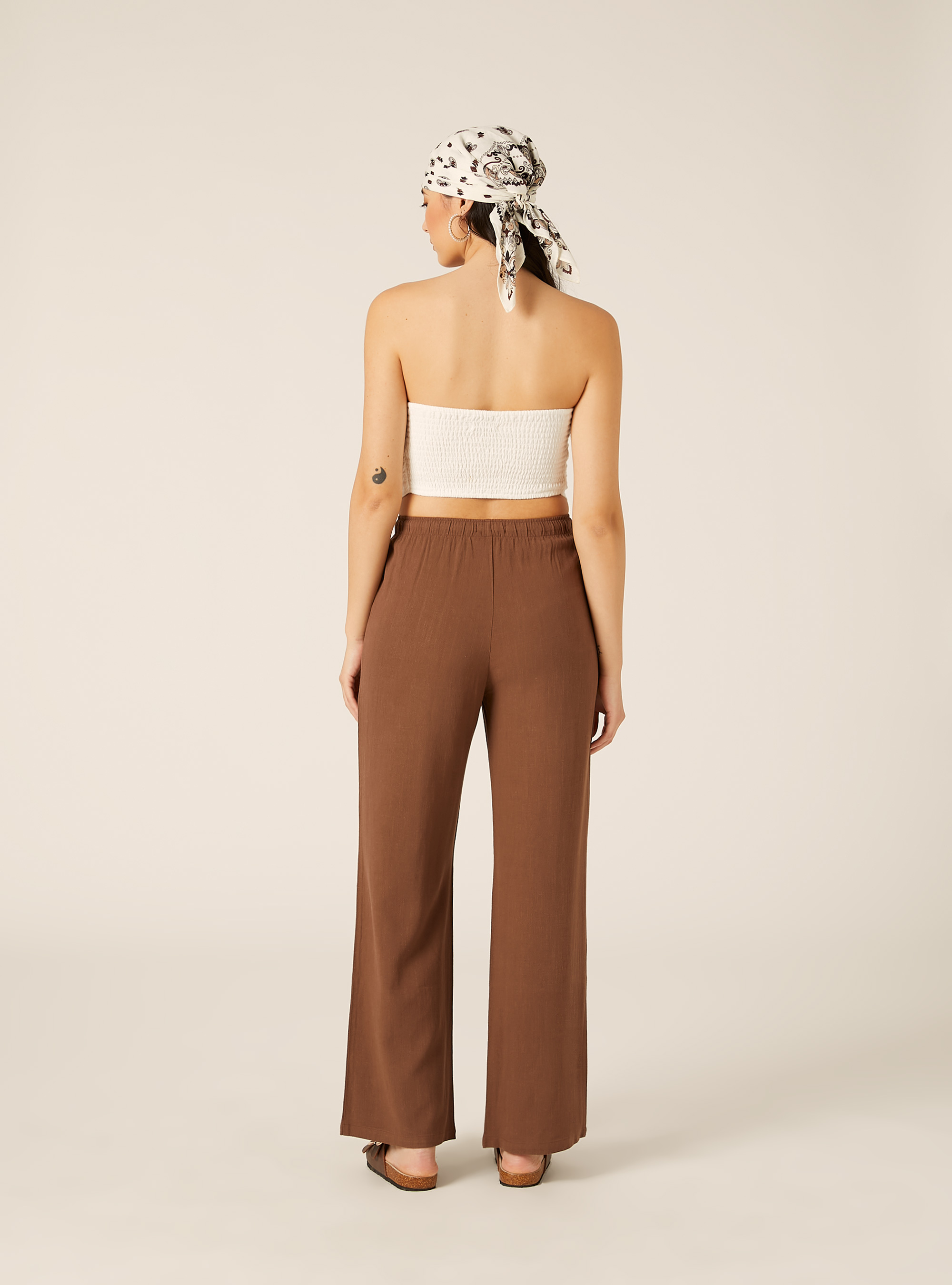 Top bandeau en mezcla de lino, WH2 WHITE