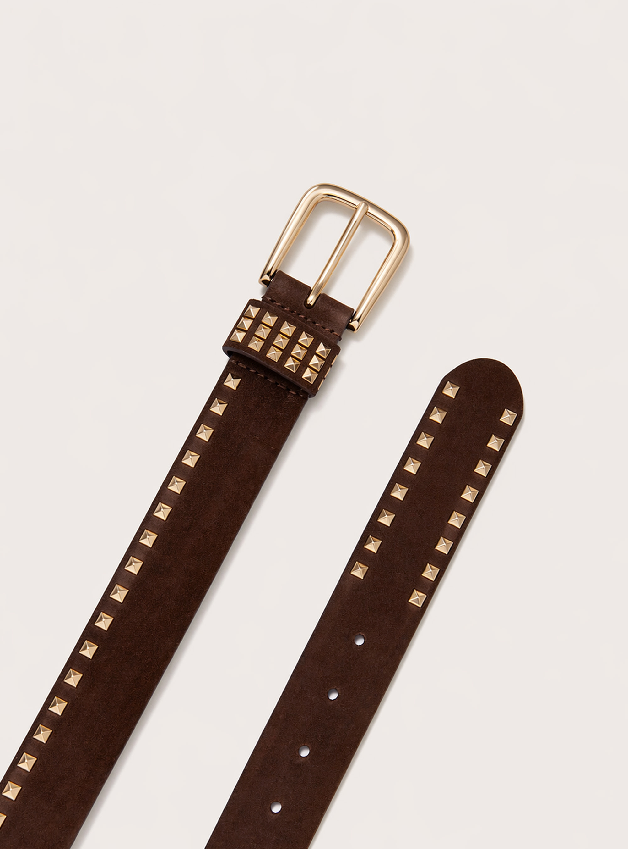 Suede effect Belt with Studs, TB2 TOBACCO MEDIUM